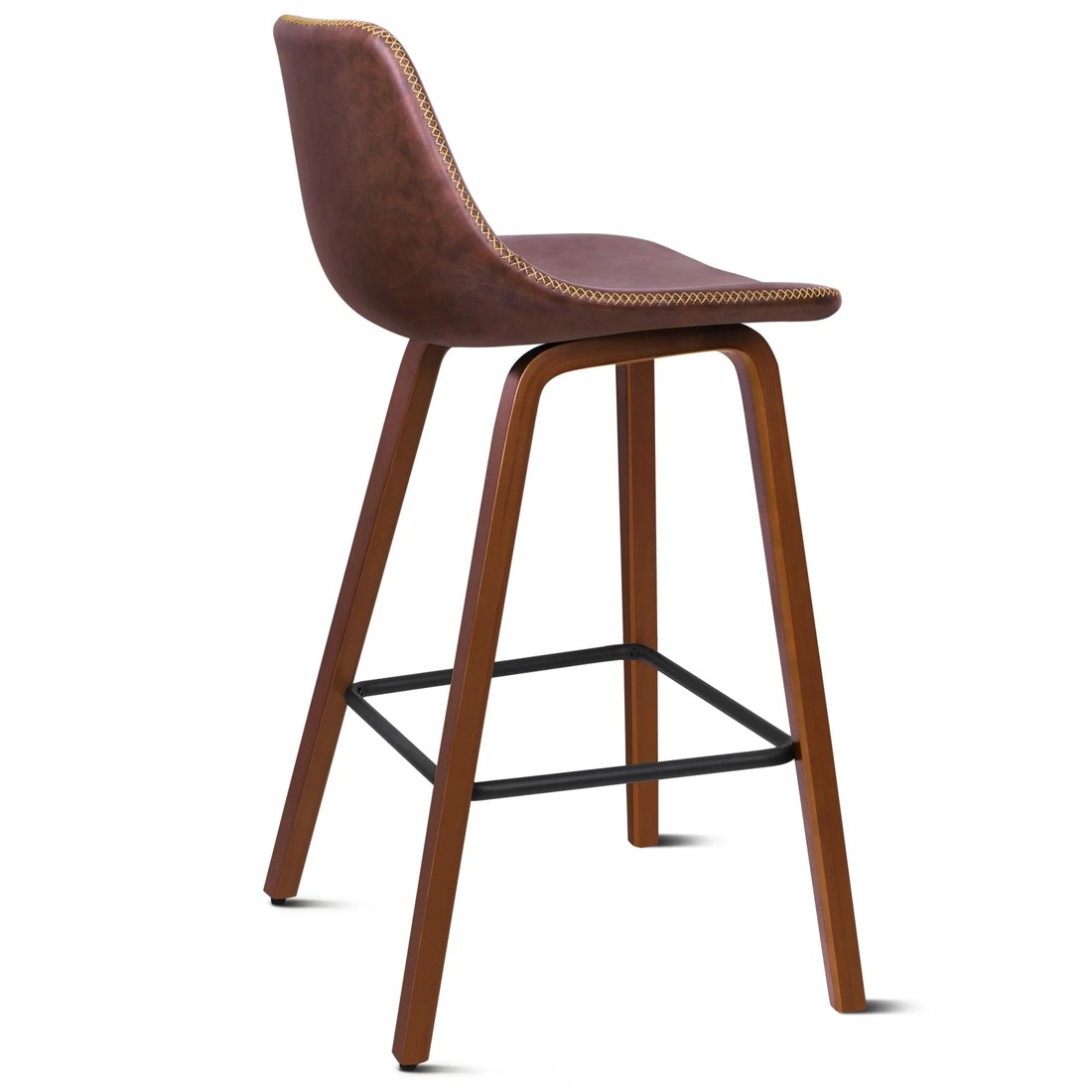 3 Alfordson 2x Wooden Bar Stools Noah Kitchen Dining Chair Vintage Retro - Brown, 3 of 10