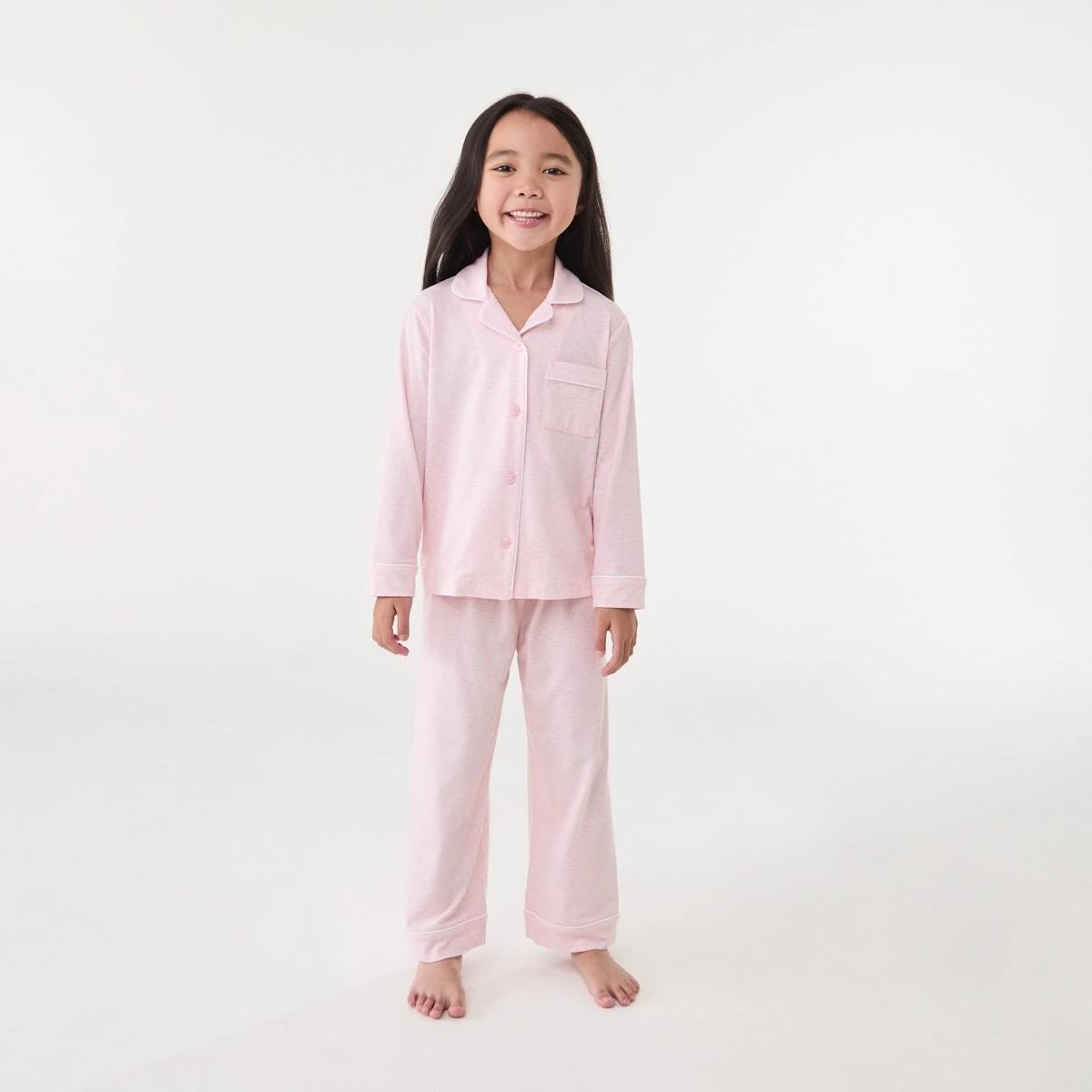 1 Button Through Pyjama Set Pnk Marle, 1 of 6