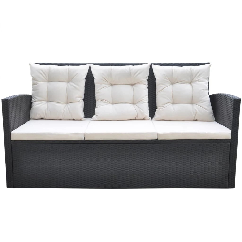 2 vidaXL 6 Piece Outdoor Dining Set With Cushions Poly Rattan - Black, 2 of 8