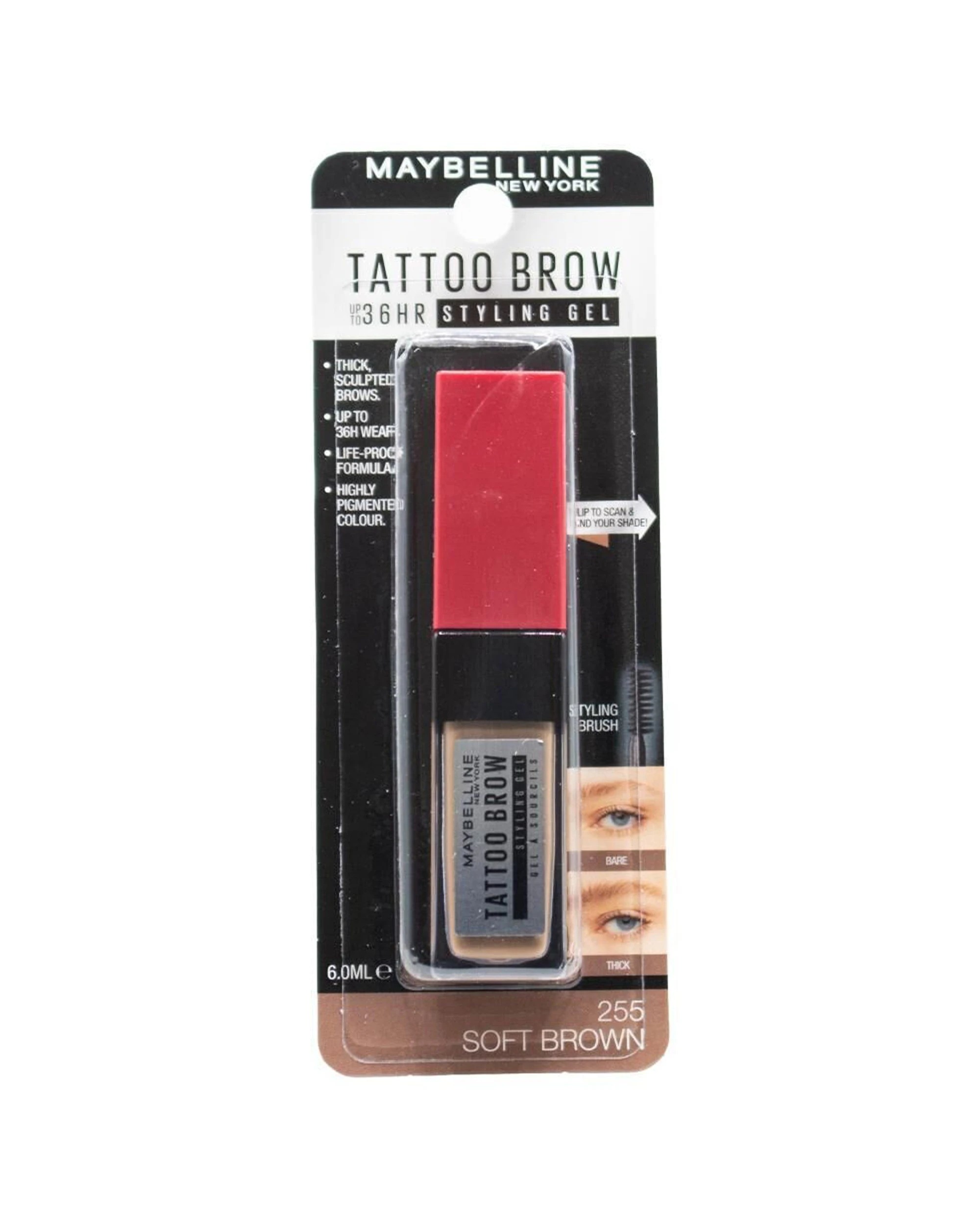 2 Maybelline 3PK Tattoo Brow Styling Gel 6ml Long Lasting Water Resistant 255 - Red, 2 of 3