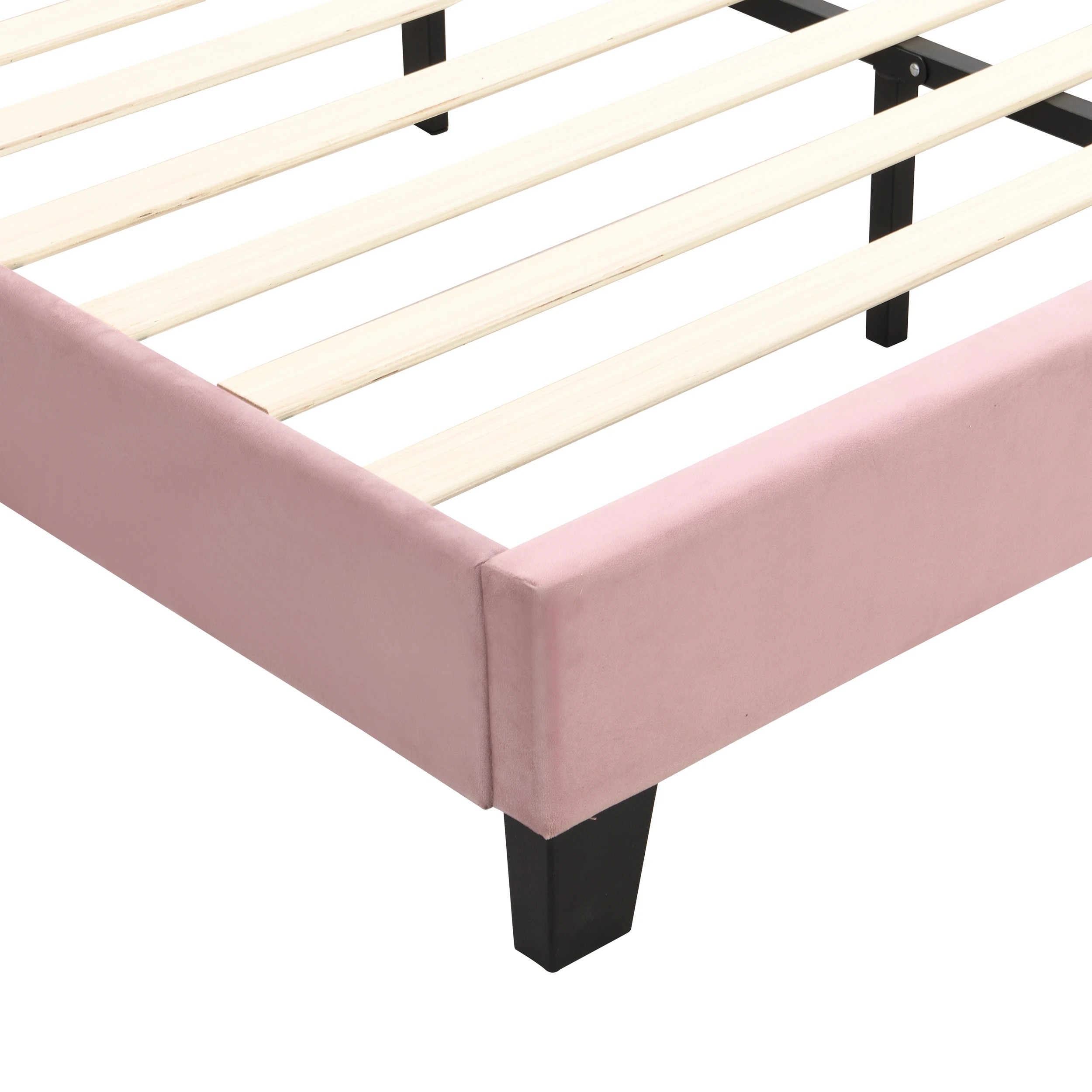 9 IHOMDEC BEF05 Velvet Crown Shape Double Bed Frame - Pink - Pink, 9 of 10