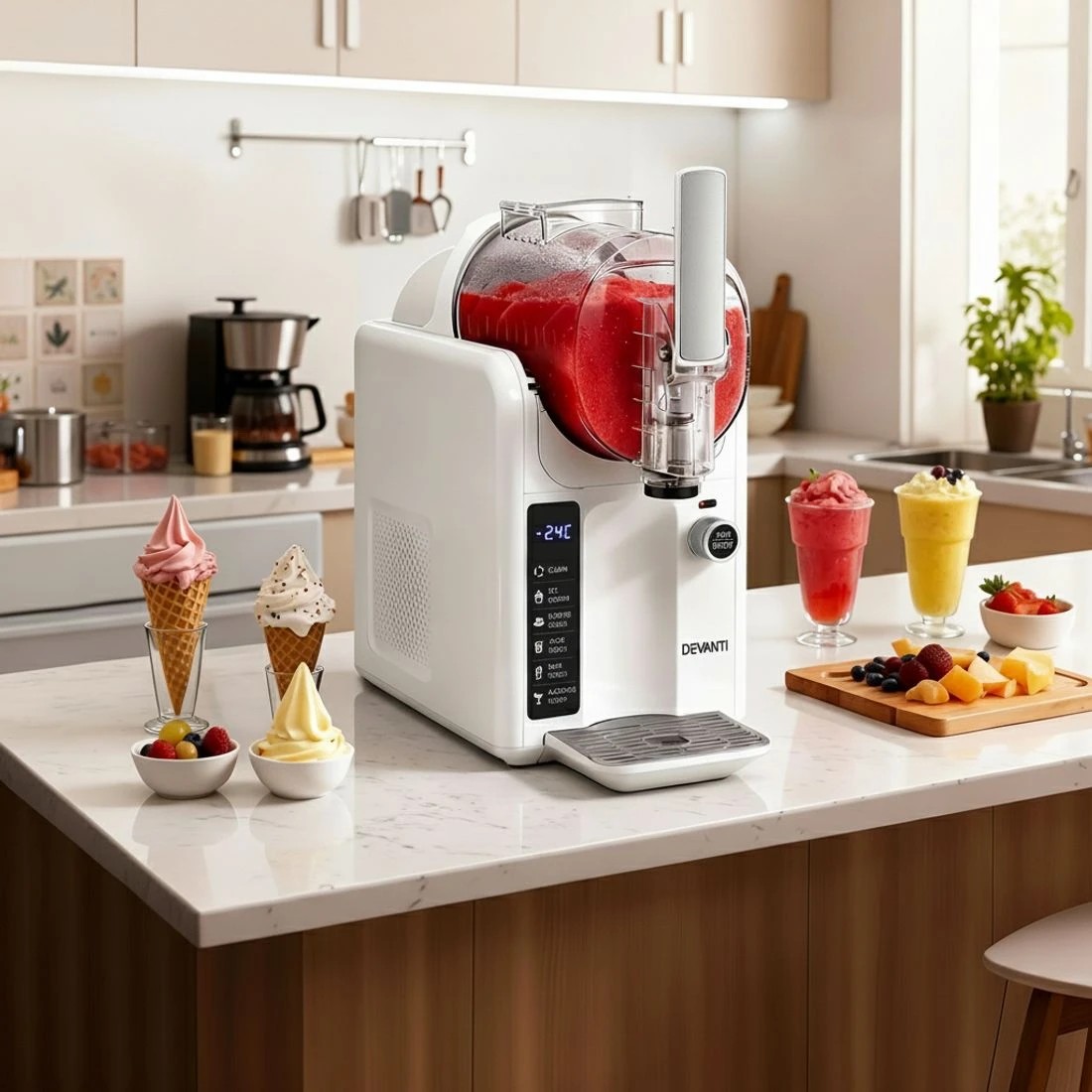 6 Devanti Slushie Machine Ice Cream Maker 2L - White, 6 of 8