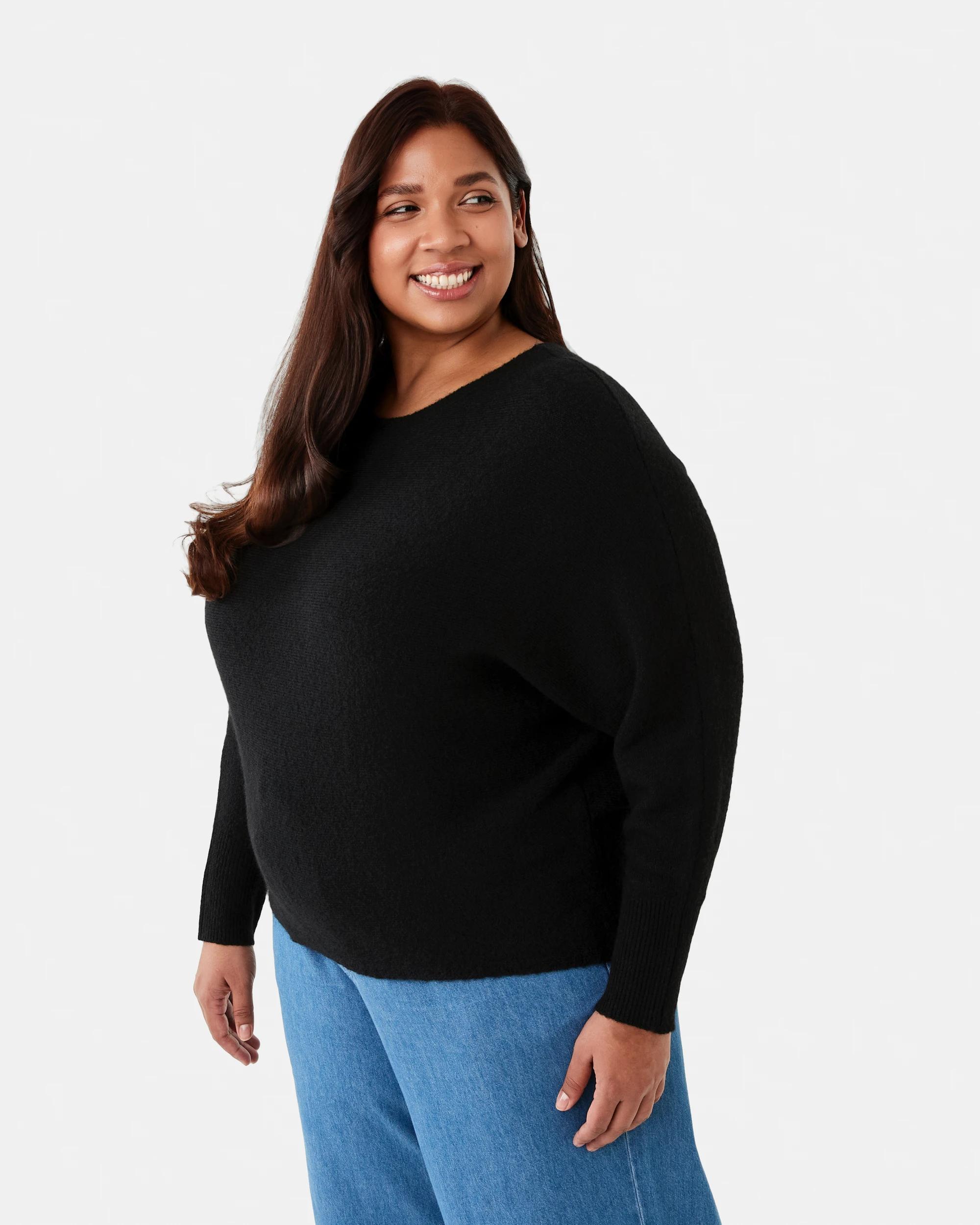 2 Curve Long Sleeve Dolman Jumper Black, 2 of 6