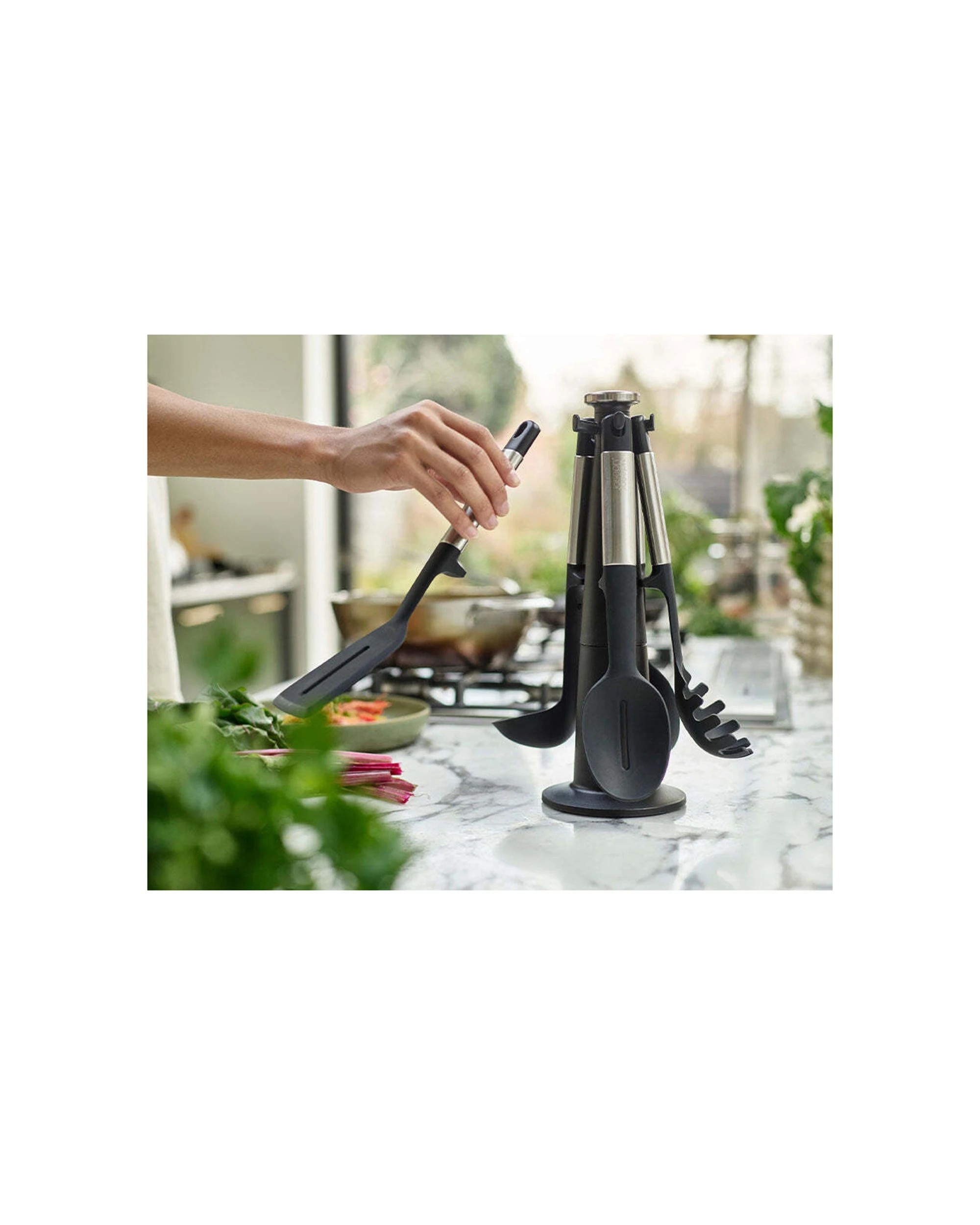 2 Joseph Joseph Elevate Silicone Steel Carousel Cooking Utensil Set 5pc - Black, 2 of 7