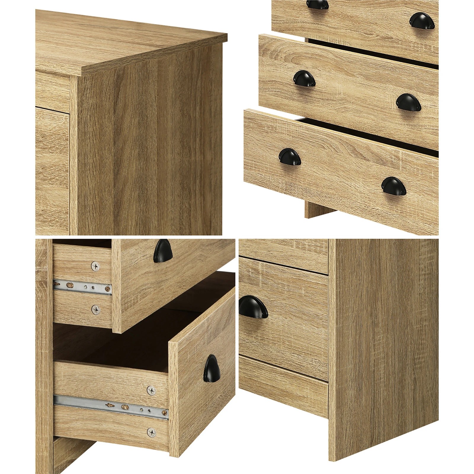 4 Oikiture 6 Chest of Drawers Tallboy Dresser Table Storage Cabinet - Natural, 4 of 9