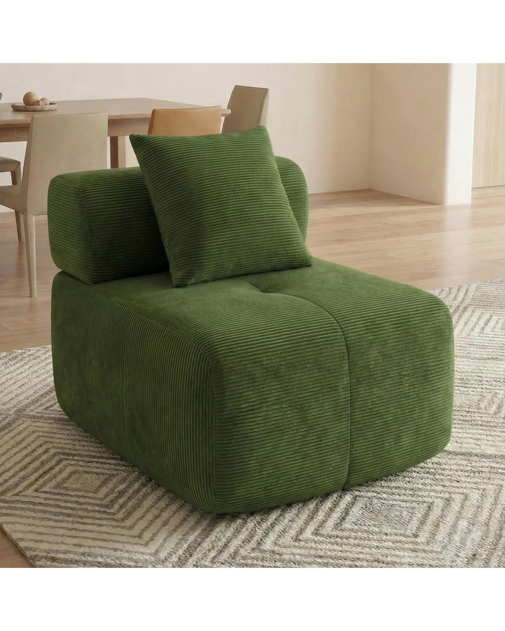 4 Advwin Armless Corduroy Fabric Modular Sponge Cloud Sofa Chair - Green, 4 of 4