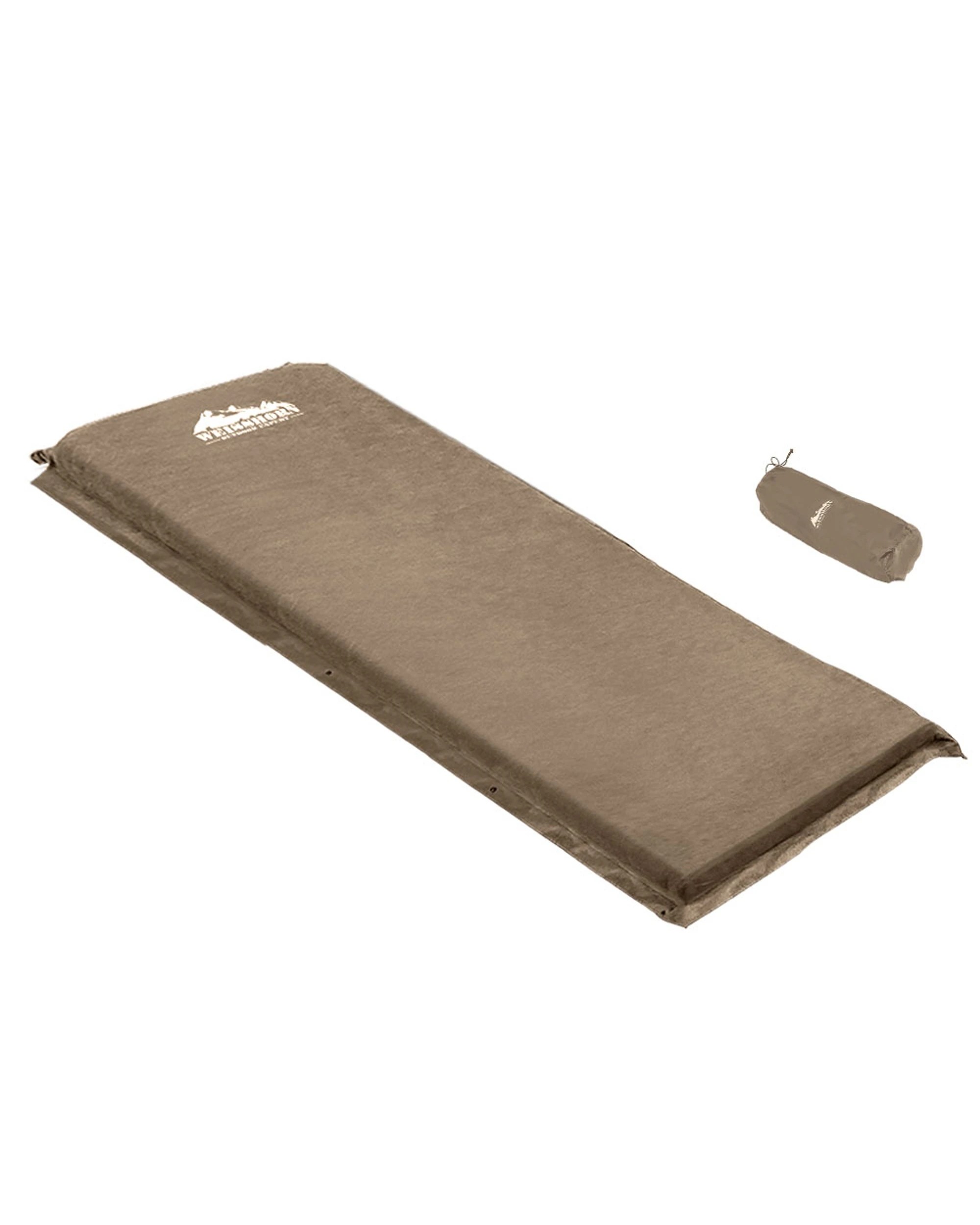 1 Weisshorn Self Inflating Mattress Camping Sleeping Mat Air Bed Single Coffee - Brown, 1 of 5