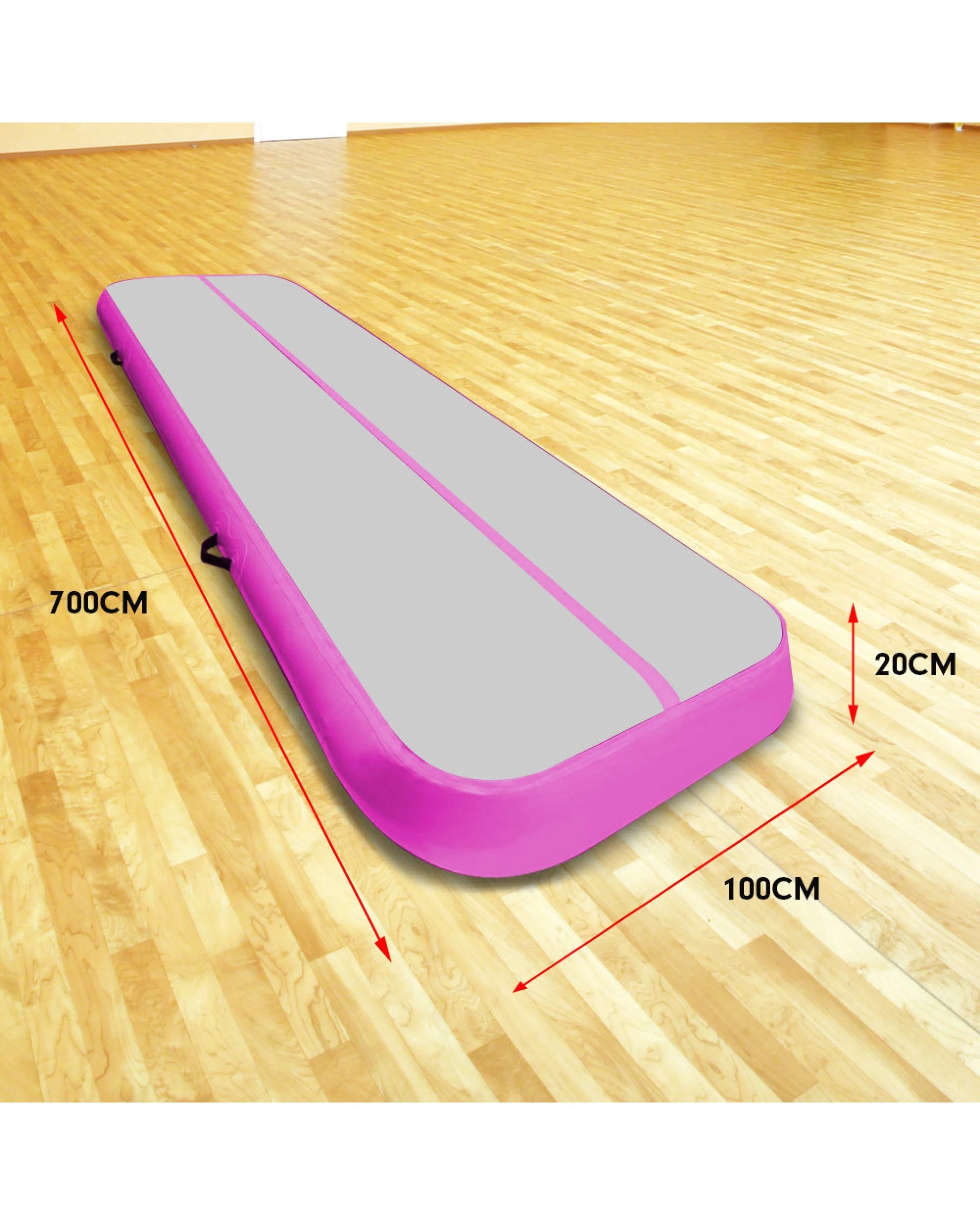 3 Powertrain Sports 7m x 1m Air Track Inflatable Gymnastics Mat Tumbling - Pink, 3 of 9