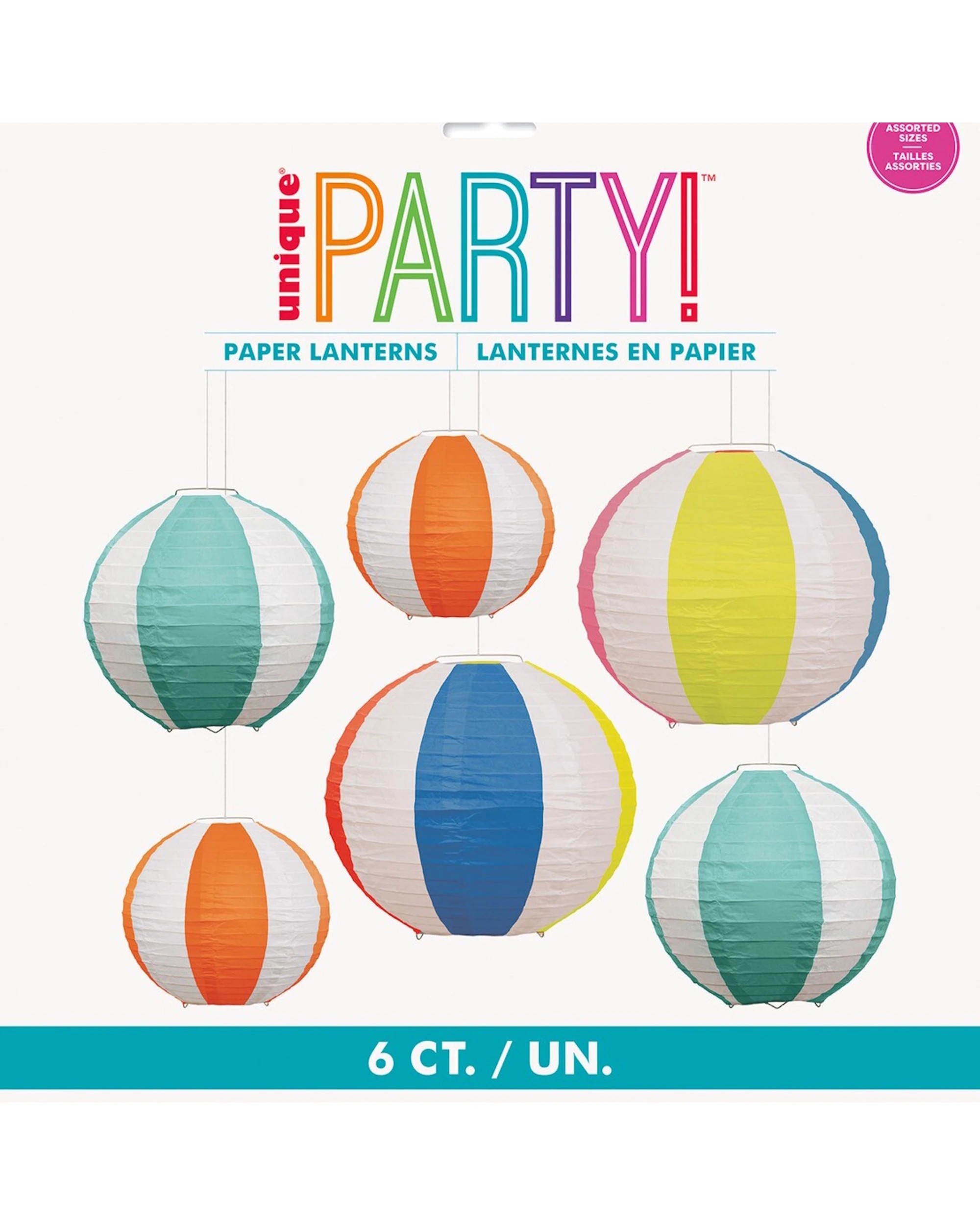 2 Unique Beach Ball Paper Lanterns Pack of 6 - Multi, 2 of 3
