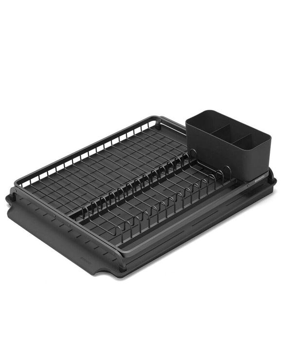 Brabantia Dish Drying Rack Kitchen Organiser w Utensils Holder  Drip Tray  Dark Grey