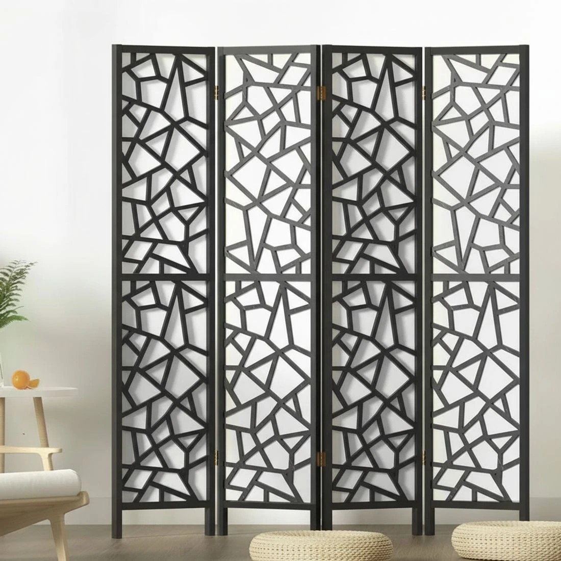 7 Artiss 4 Panel Room Divider Screen 162x170cm Clover - Black, 7 of 7
