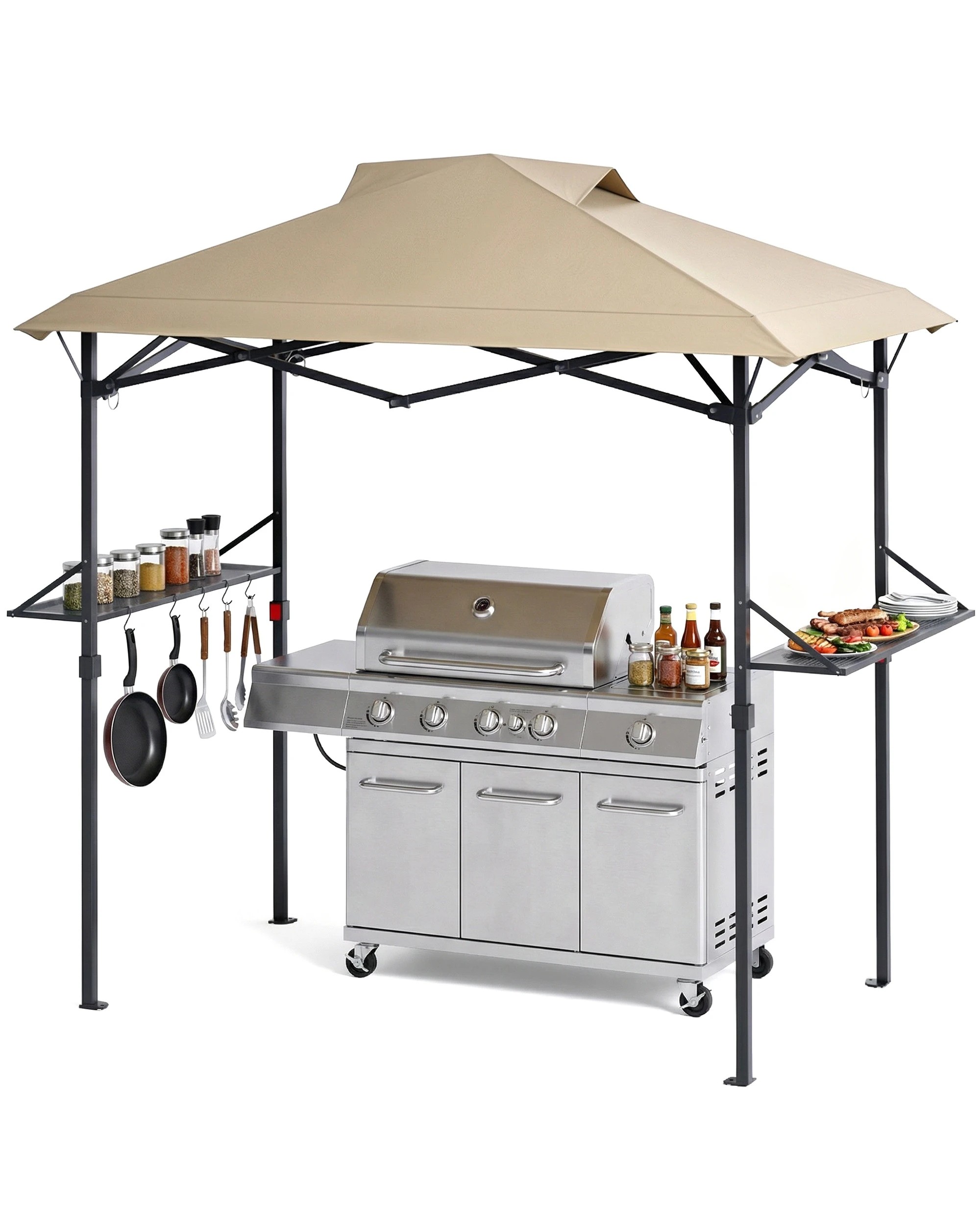 8 Advwin Grill BBQ Gazebo Outdoor Foldable -Beige, 8 of 8