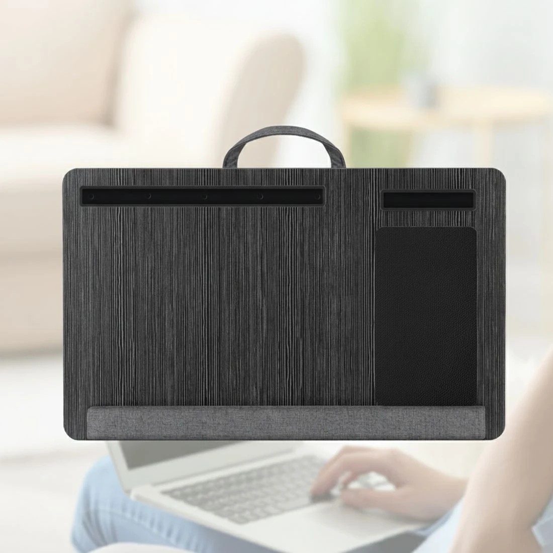 3 Artiss Lap Desk Laptop DeskS Portable w/ Wrist-rest Phone Slot Mouse Pad - Black, 3 of 5