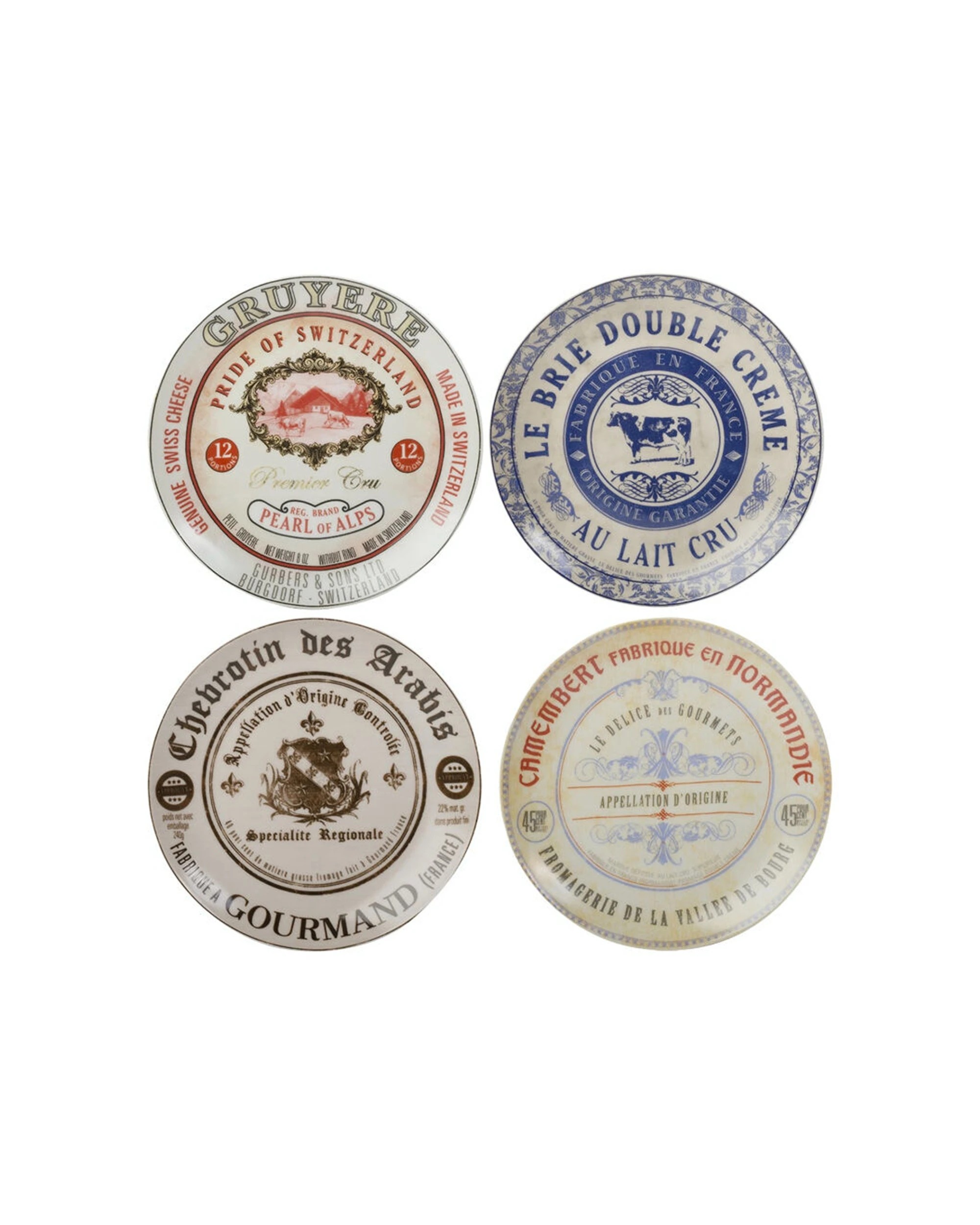 1 Artesa 4pc Creative Tops Gourmet Porcelain Cheese Plates Set With Designs - Multi, 1 of 4