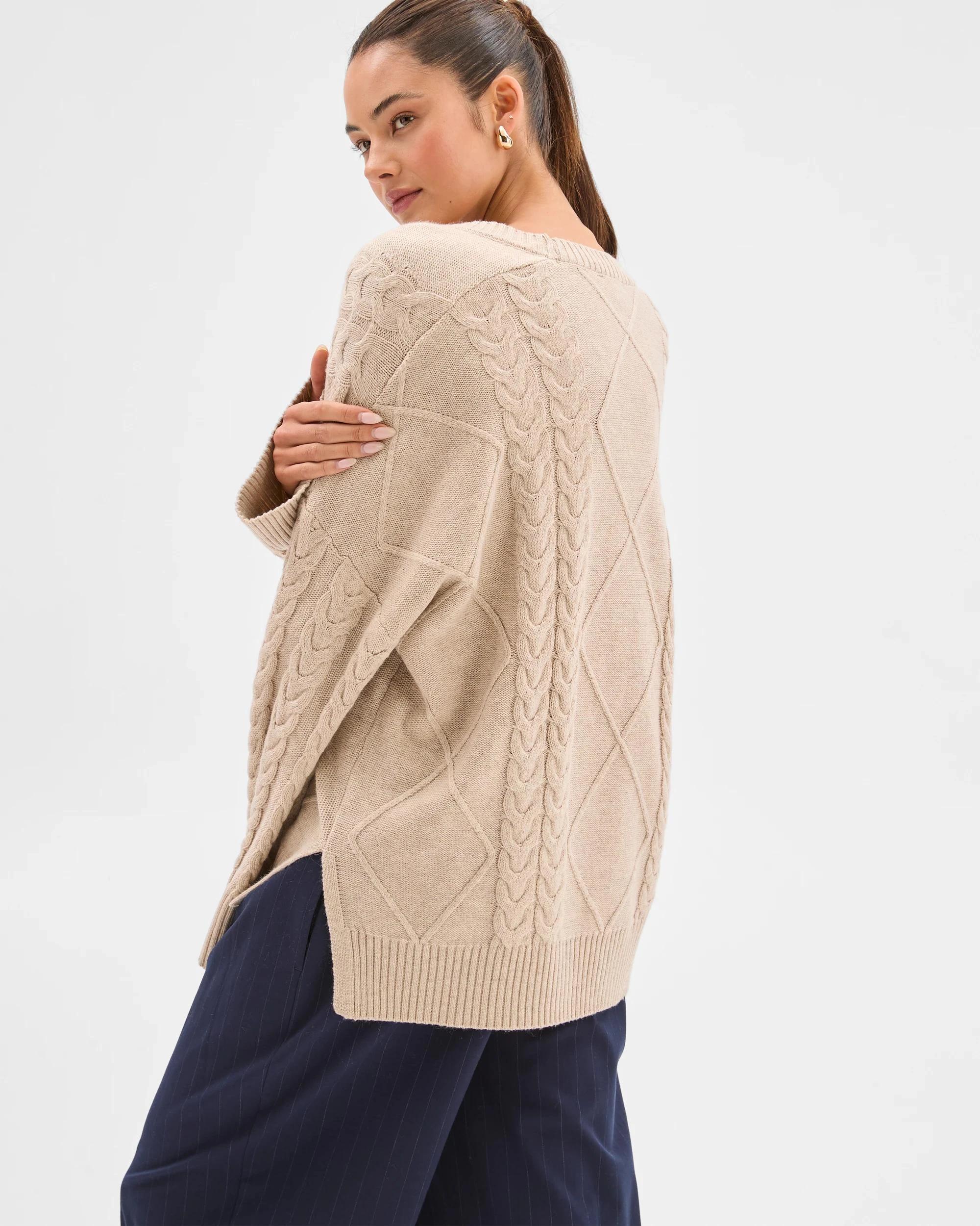 6 Lily Loves Cable Knit Jumper PINE NUT MARLE, 6 of 6