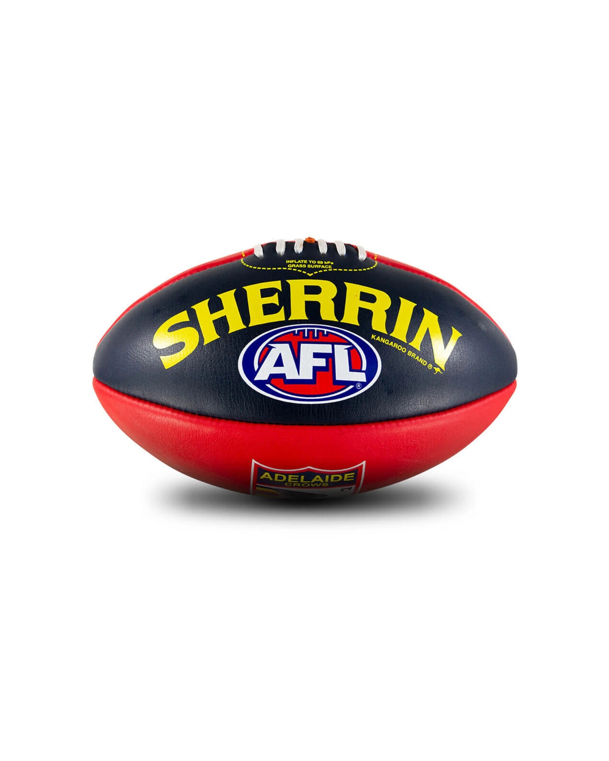 4 Sherrin AFL Team Leather Football 2 Pack Adelaide Crows Size 5 Full Grain - Multi, 4 of 5