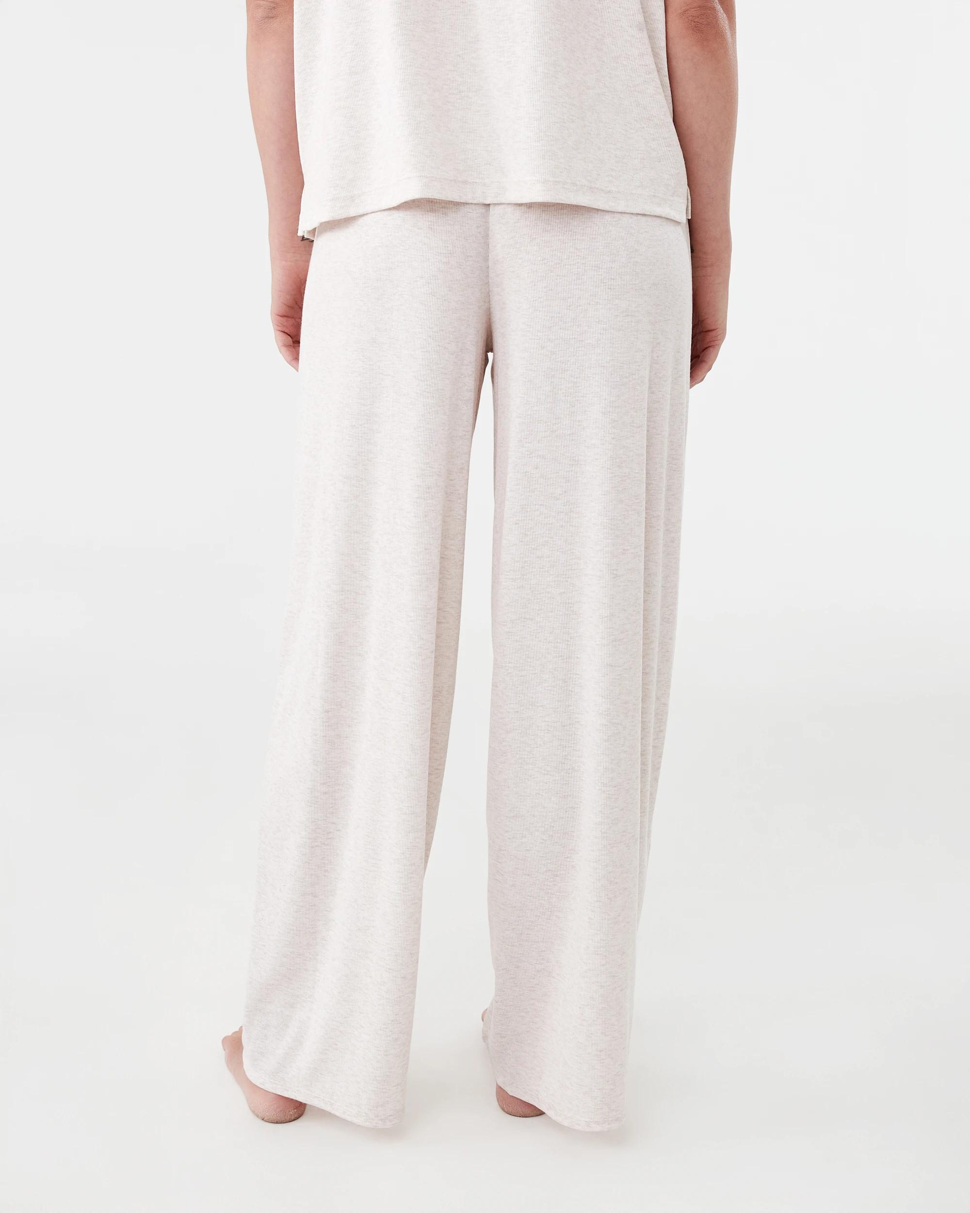 3 Rib Wide Leg Comfort Pants Marled Oat, 3 of 6