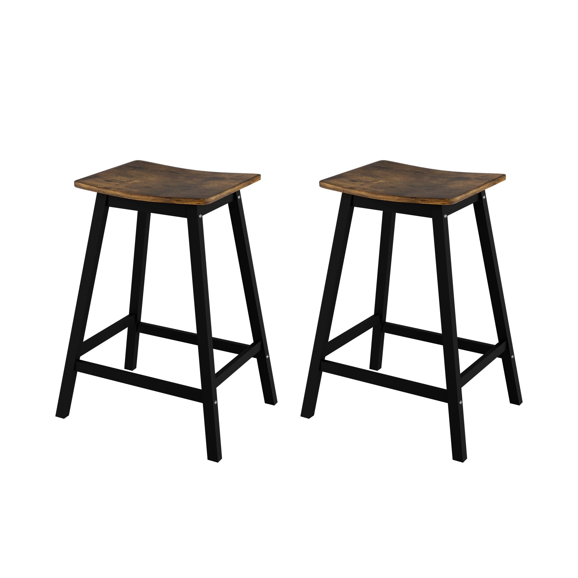 1 Artiss Bar Stools Set of 2 Kitchen Counter Stools Wooden Industrial Rustic - Brown, 1 of 7
