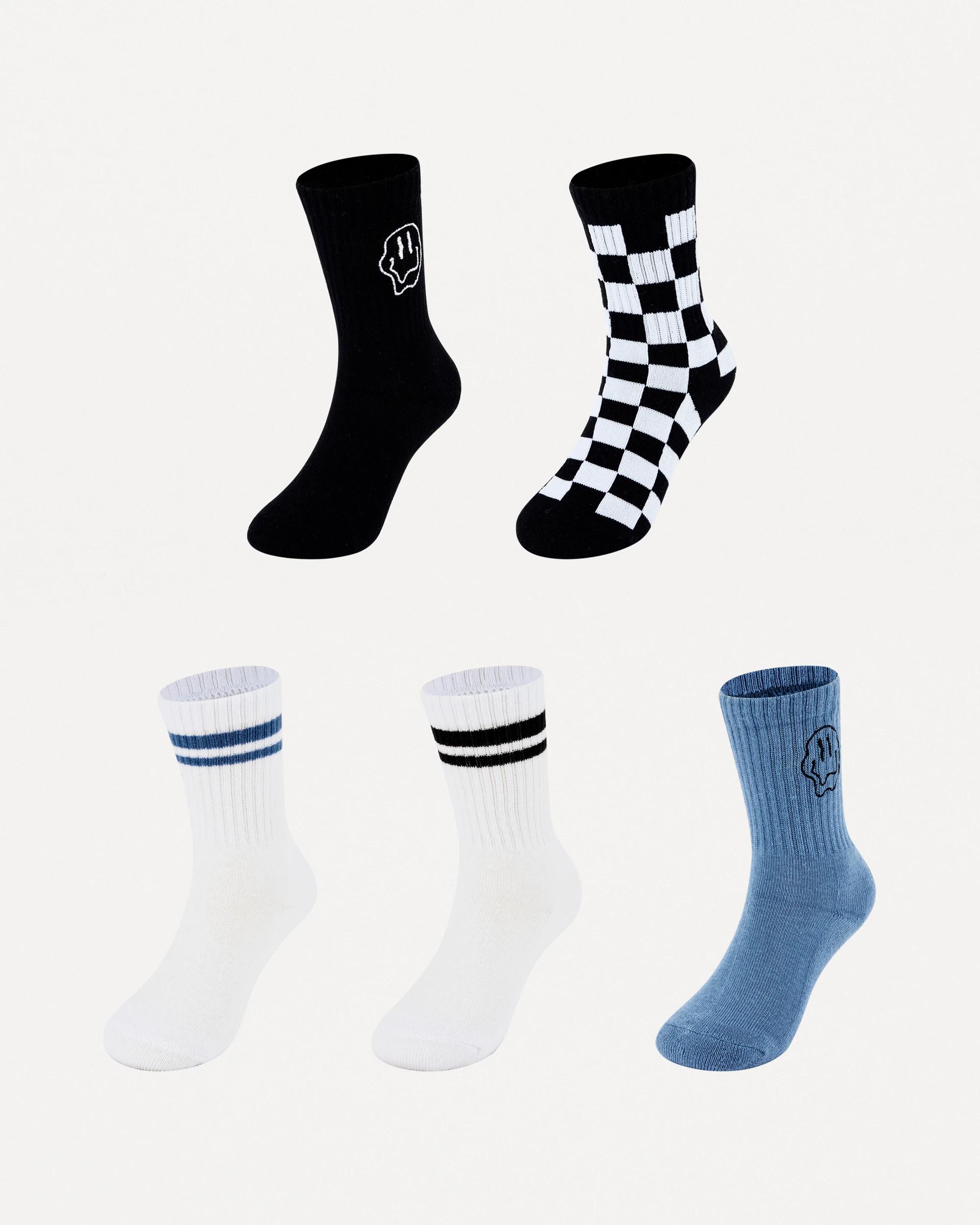 1 5 Pack Crew Socks Blue Skate, 1 of 3