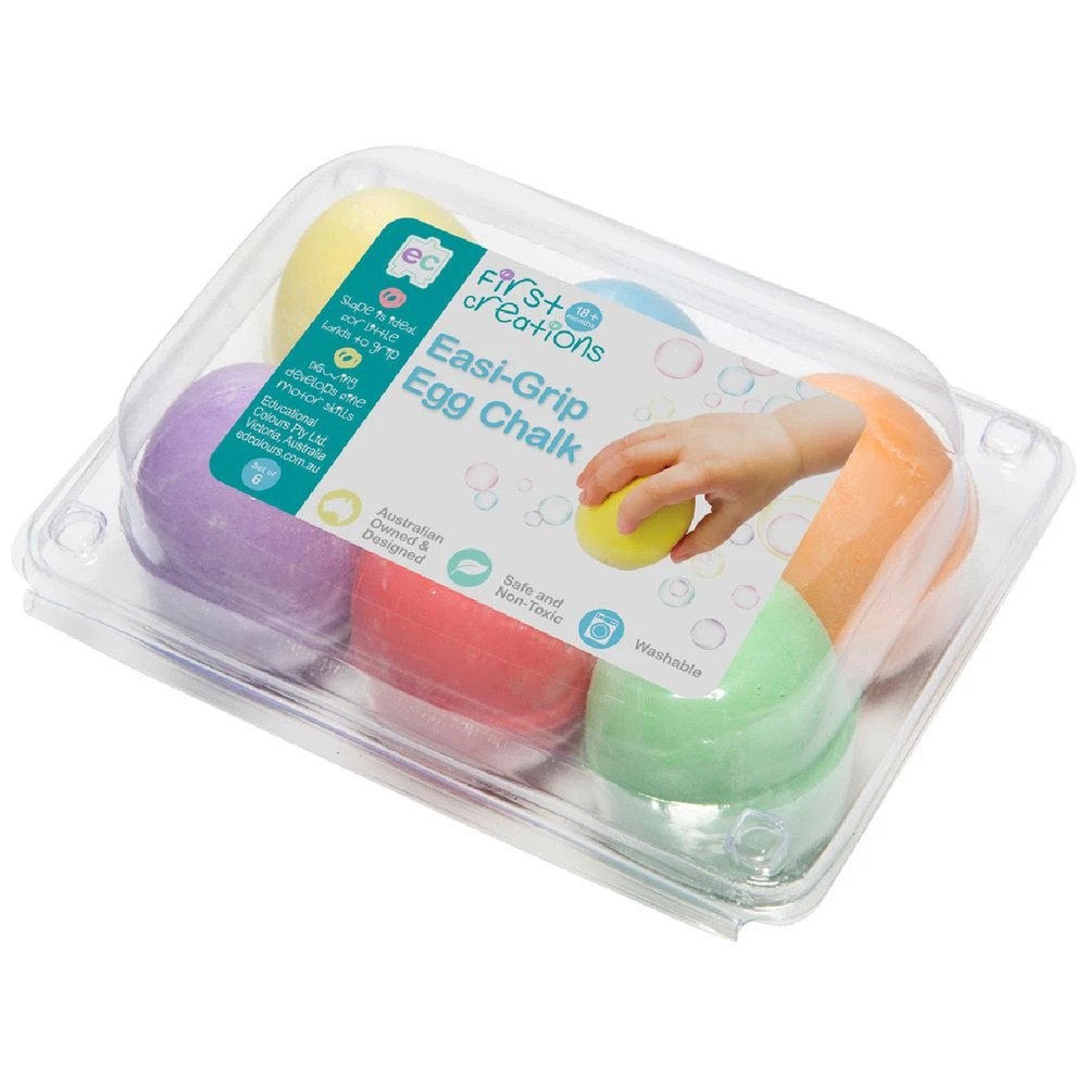 1 First Creations Easi-Grip Egg Shaped Chalk Assorted 6 Pack, 1 of 2