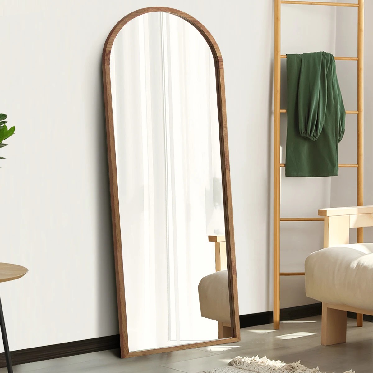 4 Oikiture Wooden Full Length Mirror 180x70cm Arched Dressing Floor Mirrors
 - Brown, 4 of 9