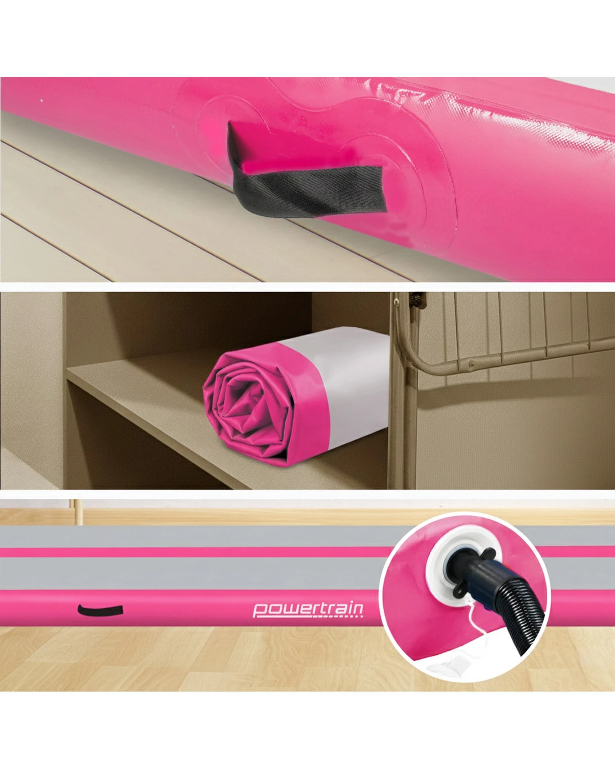 4 Powertrain 4M 20cm Air Track Gymnastics Tumbling Airtrack Exercise Yoga Mat Balance Beam Inflatable - Pink, 4 of 5