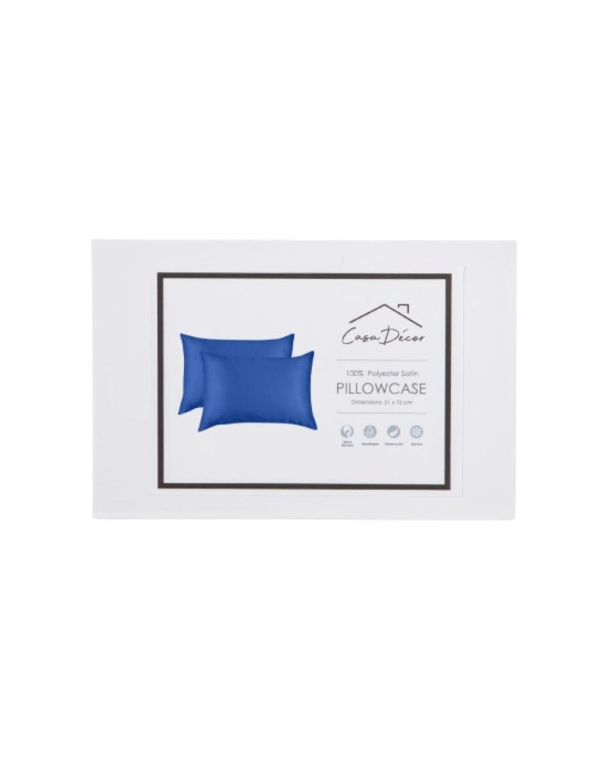 3 Casa Decor 2PK Luxury Satin Pillowcases Twin Pack 51x76cm Polyester Satin - Blue, 3 of 7