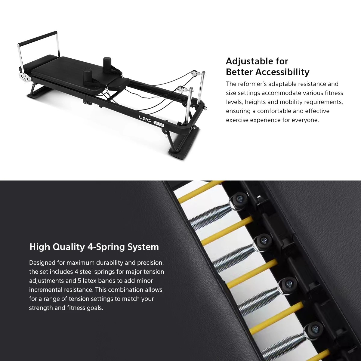 5 LSG Folding Pilates Reformer Set - Black, 5 of 10