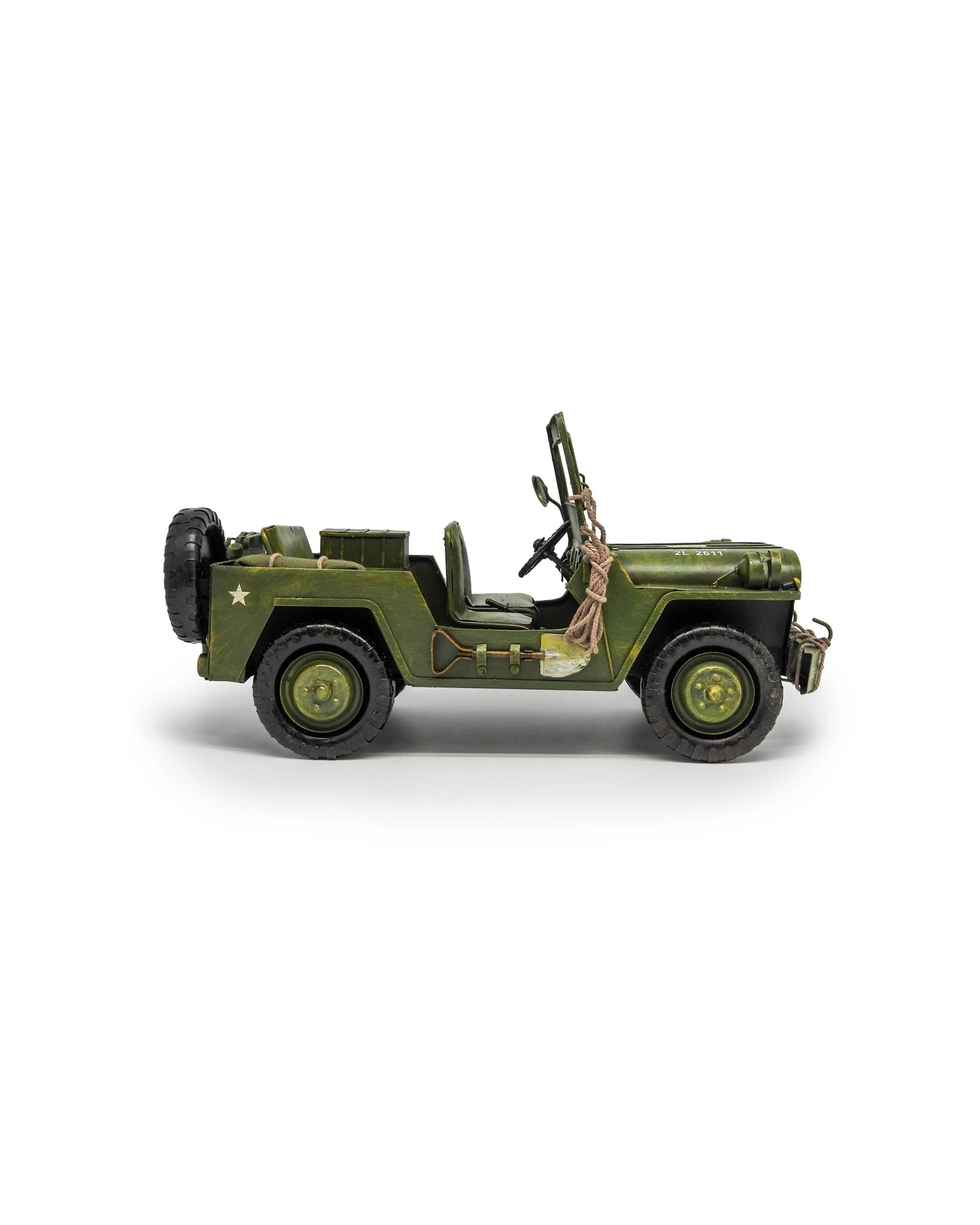 2 Boyle Metal Ornament Figurine Army Jeep Truck 38x18cm - Green, 2 of 6
