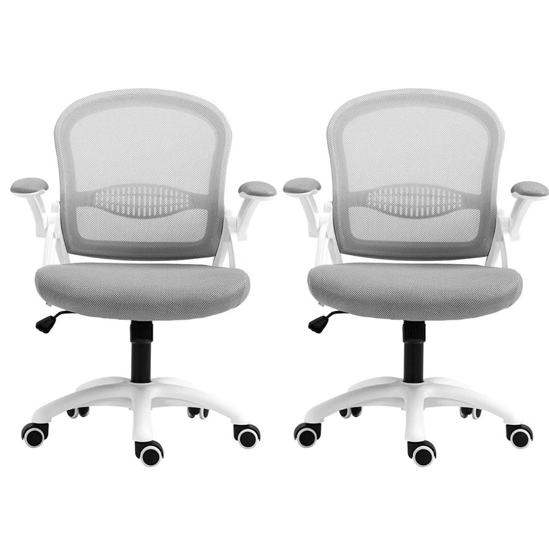 3 Artiss 2x Mesh Office Chair w/ Flip Up Arms Computer Desk Chair Mid Back - Grey, 3 of 6