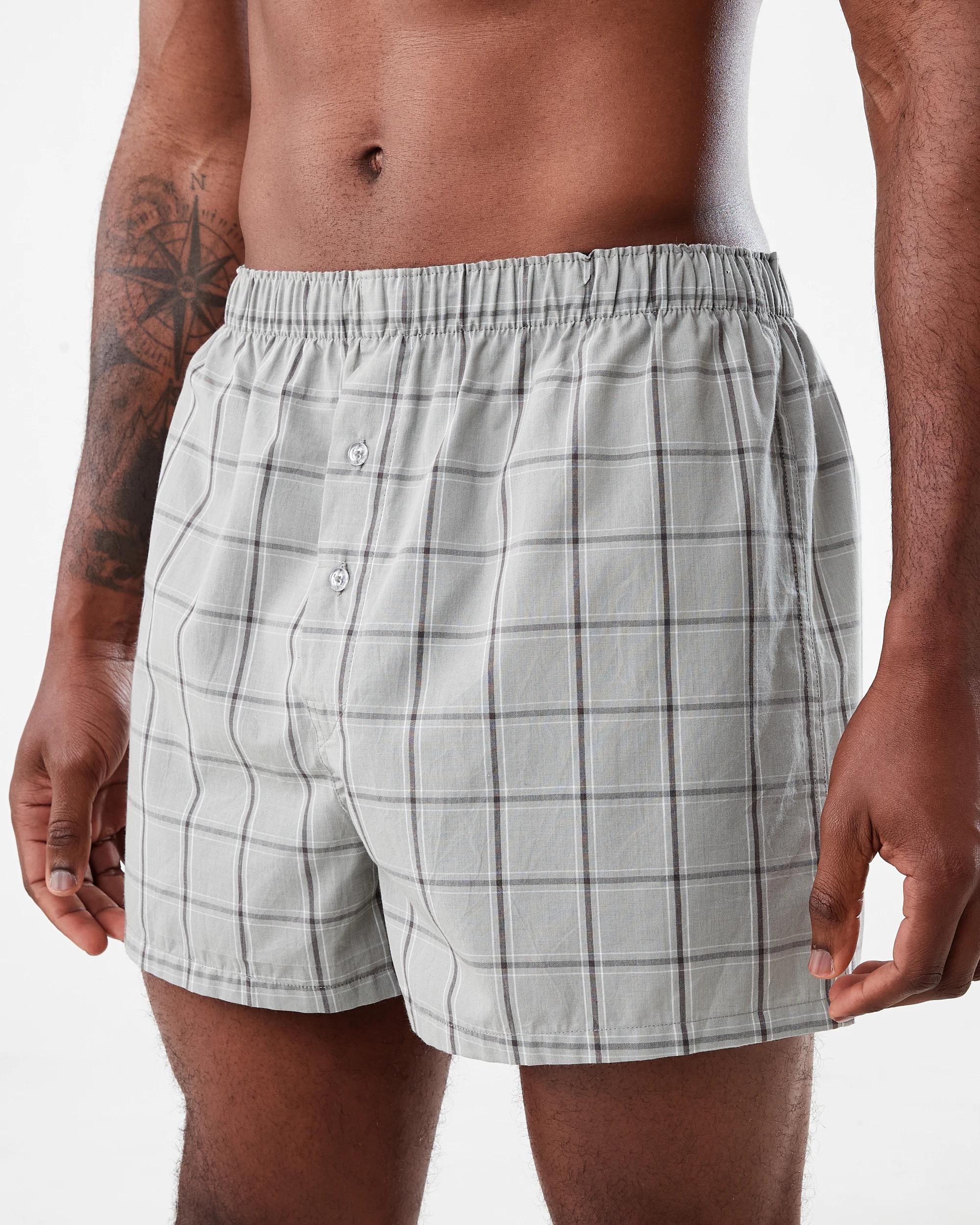 5 3 Pack Alpha Classic Woven Boxers Gry Check, 5 of 8
