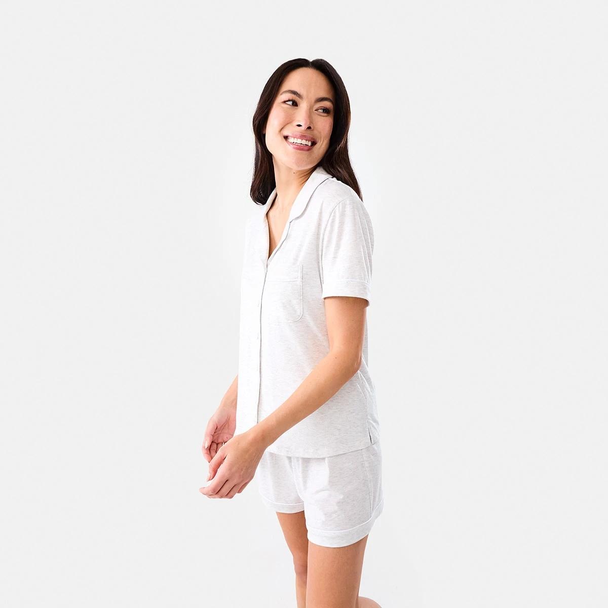 2 Short Sleeve Top and Shorts Comfort Pyjama Set SILVER MARLE, 2 of 8