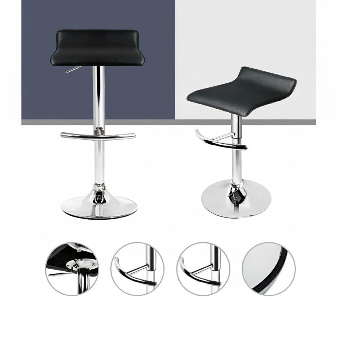4 Artiss 4x Bar Stools Adjustable Gas Lift Chairs - Black, 4 of 5