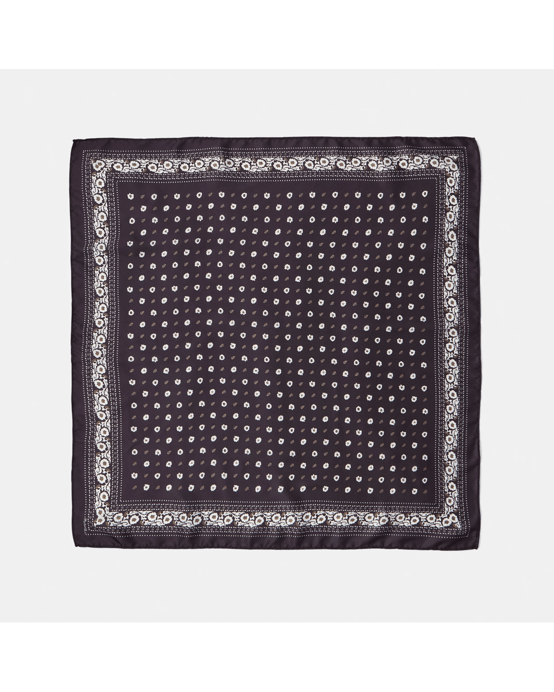 2 Ditsy Flower Print Hair Scarf - Brown, 2 of 10