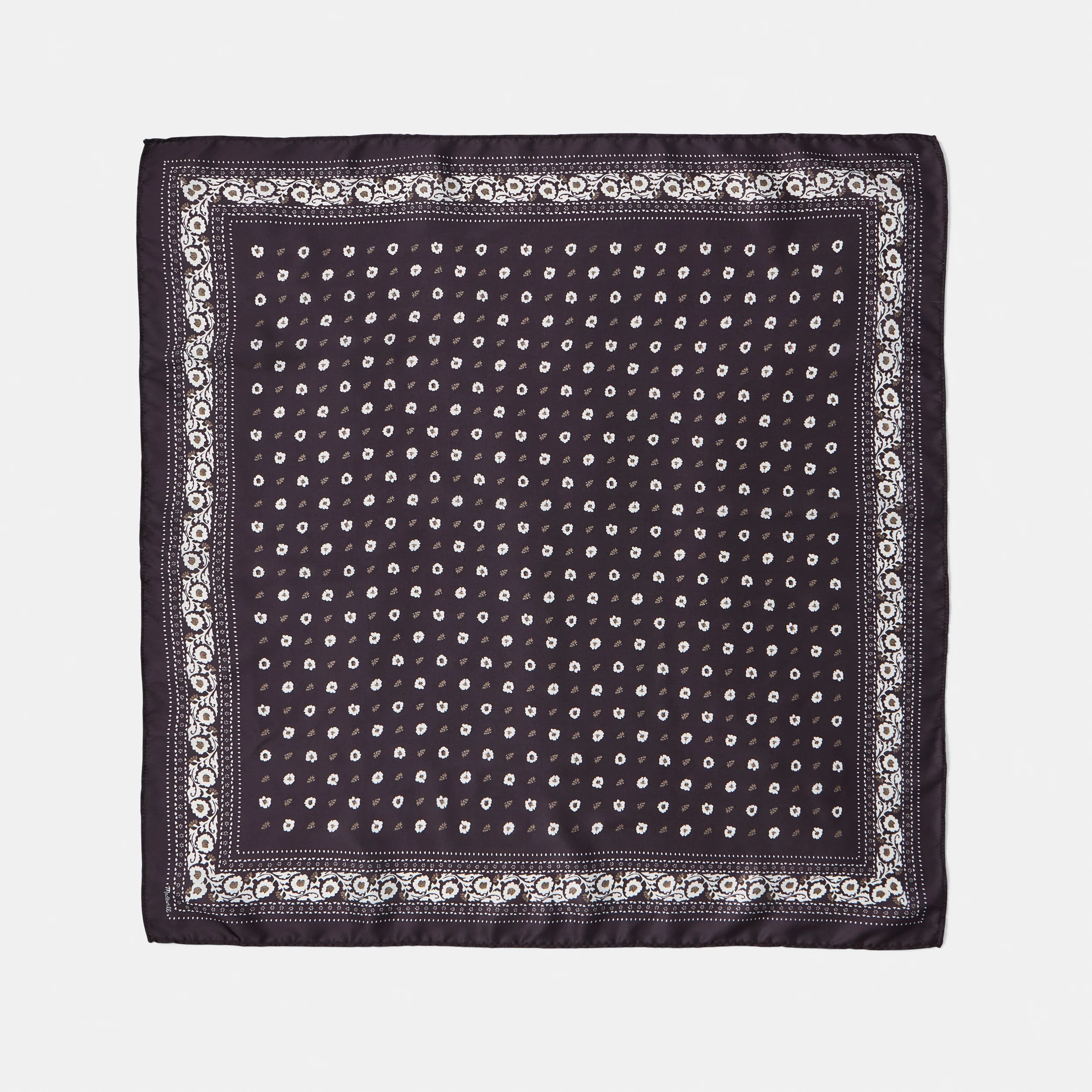 3 Ditsy Flower Print Hair Scarf - Brown, 3 of 11