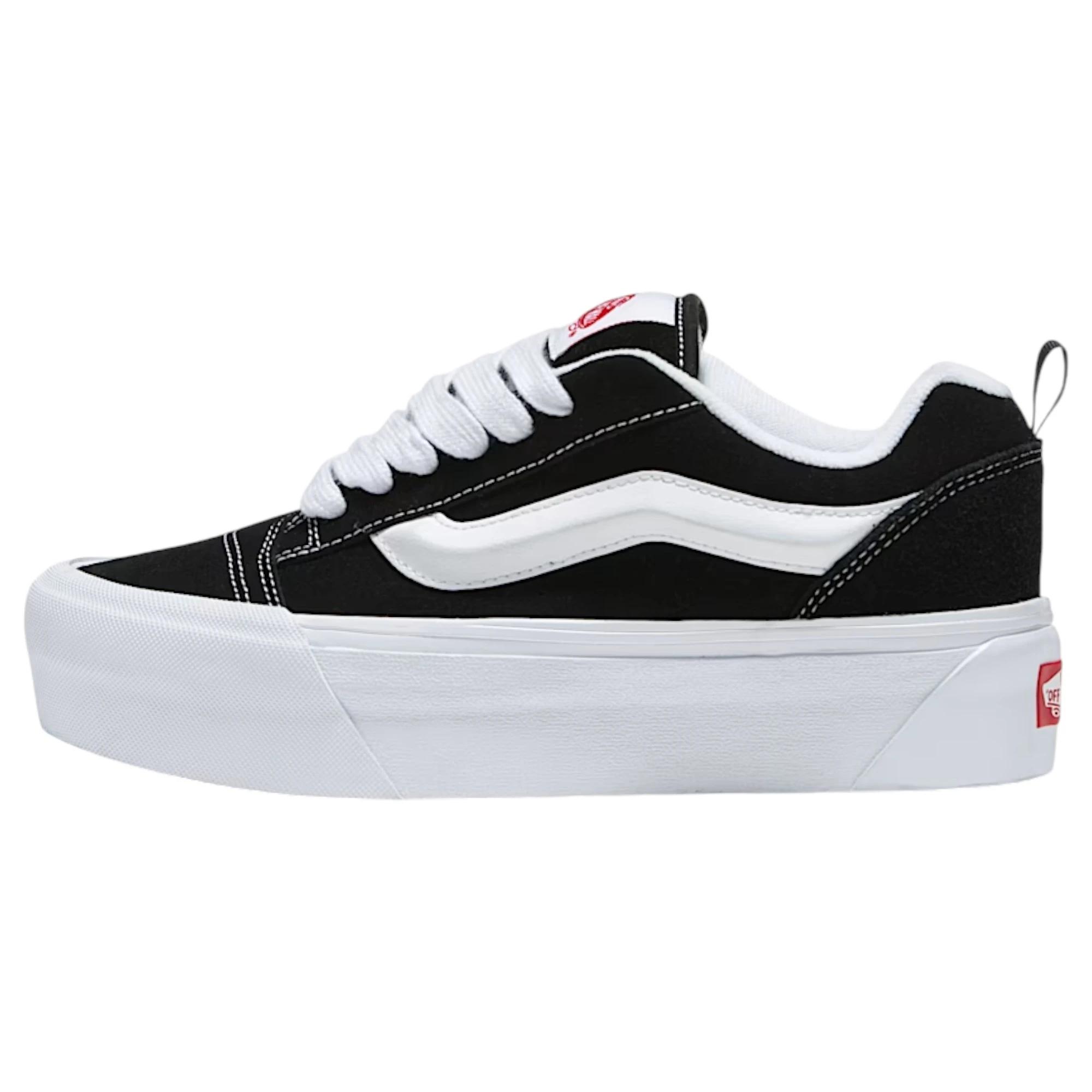 1 Vans Mens Knu Stack Low Top Black/ White Lace Up Shoes BLACK/WHITE, 1 of 4