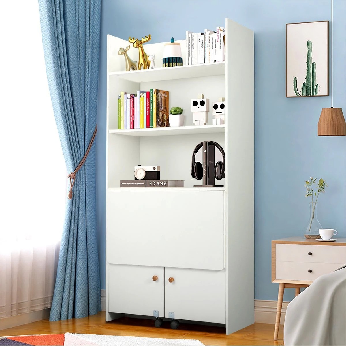 4 Ausway Wooden Modern Multifunctional Computer Desk Bookshelf Storage Organiser, 4 of 10