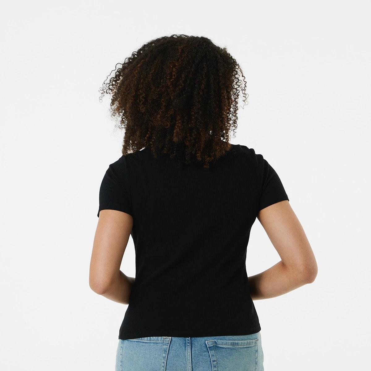 3 Short Sleeve Rib Crew Neck T-shirt Black, 3 of 6