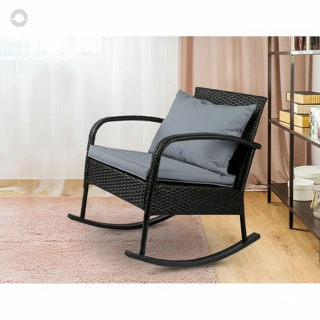 5 Gardeon Rocking Chair Wicker Outdoor Furniture Garden Patio Lounge Setting - Black, 5 of 6