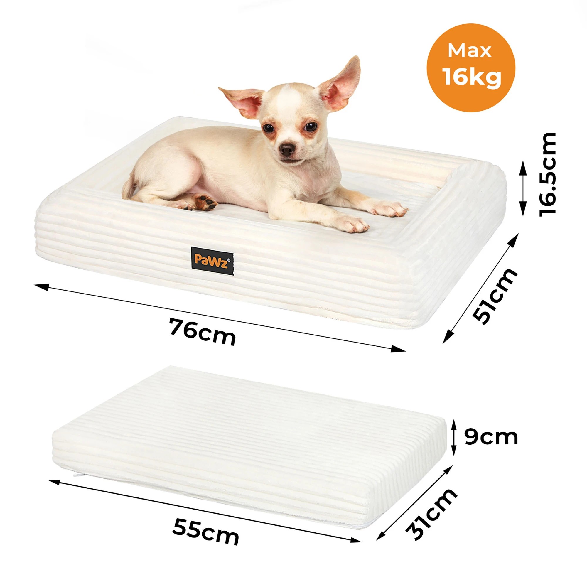 3 Pawz Pet Dog Calming Bed Orthopedic Egg Foam Sofa Mattress Waterproof Washable M, 3 of 8