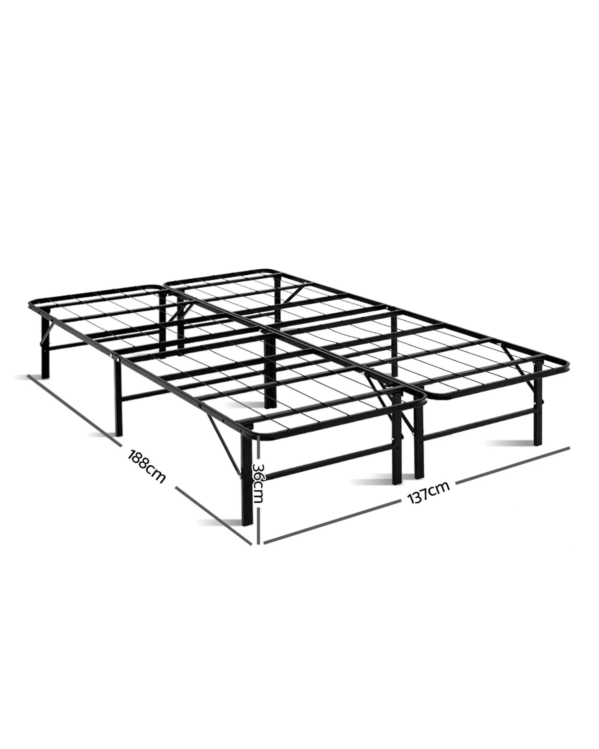 2 Artiss Folding Bed Frame Metal Base - Black, 2 of 8