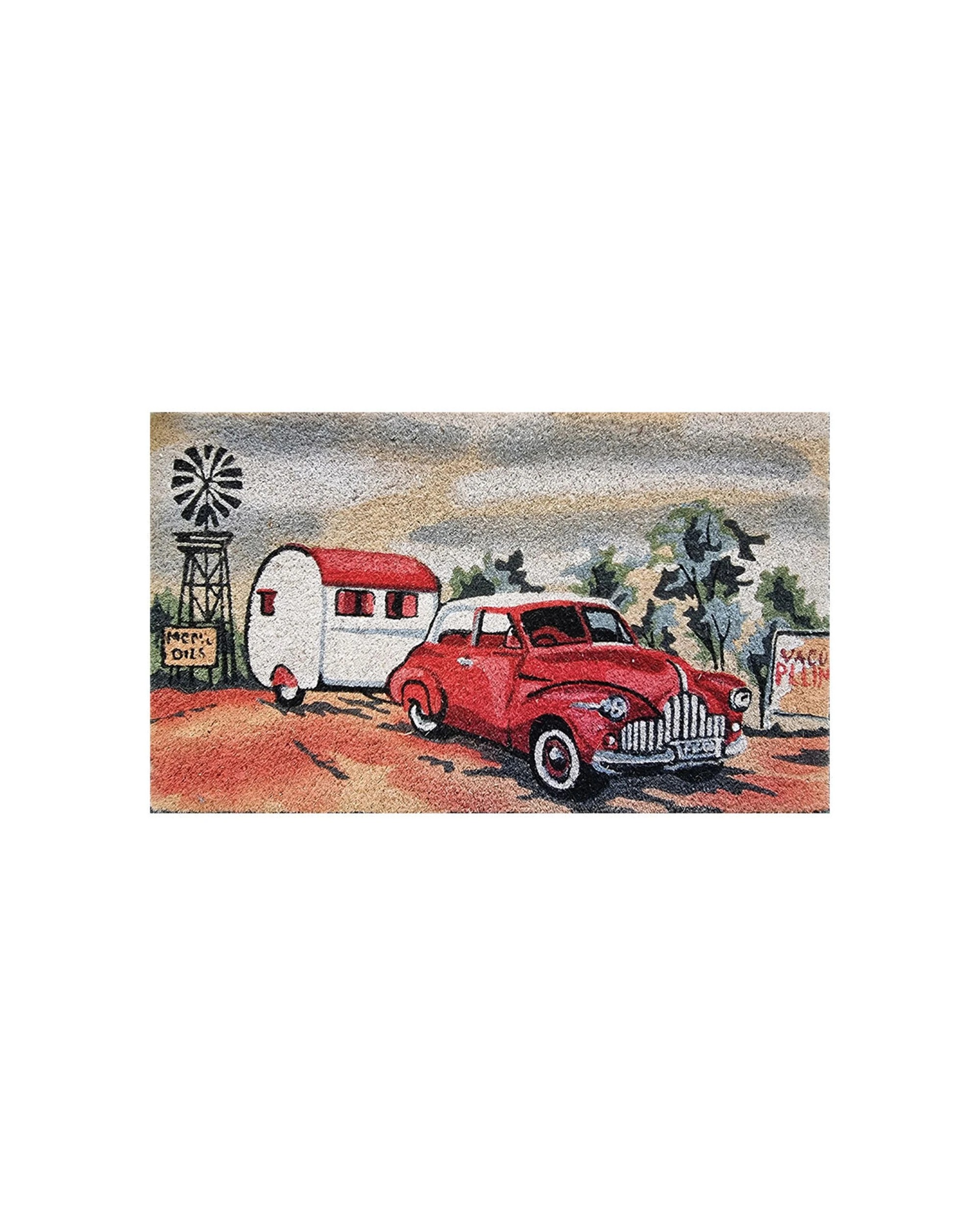 1 Solemate PVC FJ Caravan 45x75cm Outdoor Doormat PVC Backed Coconut Coir Durable Slimline Mat - Multi, 1 of 2