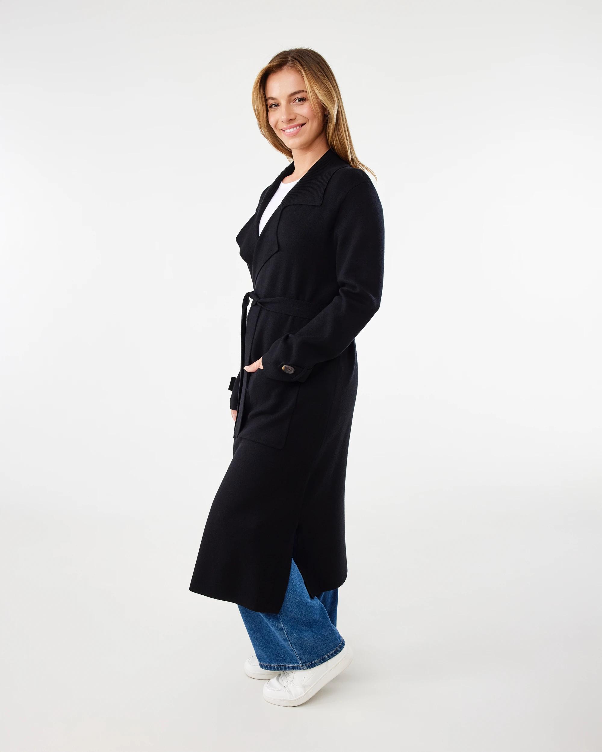 2 Trench Coatigan Black, 2 of 7