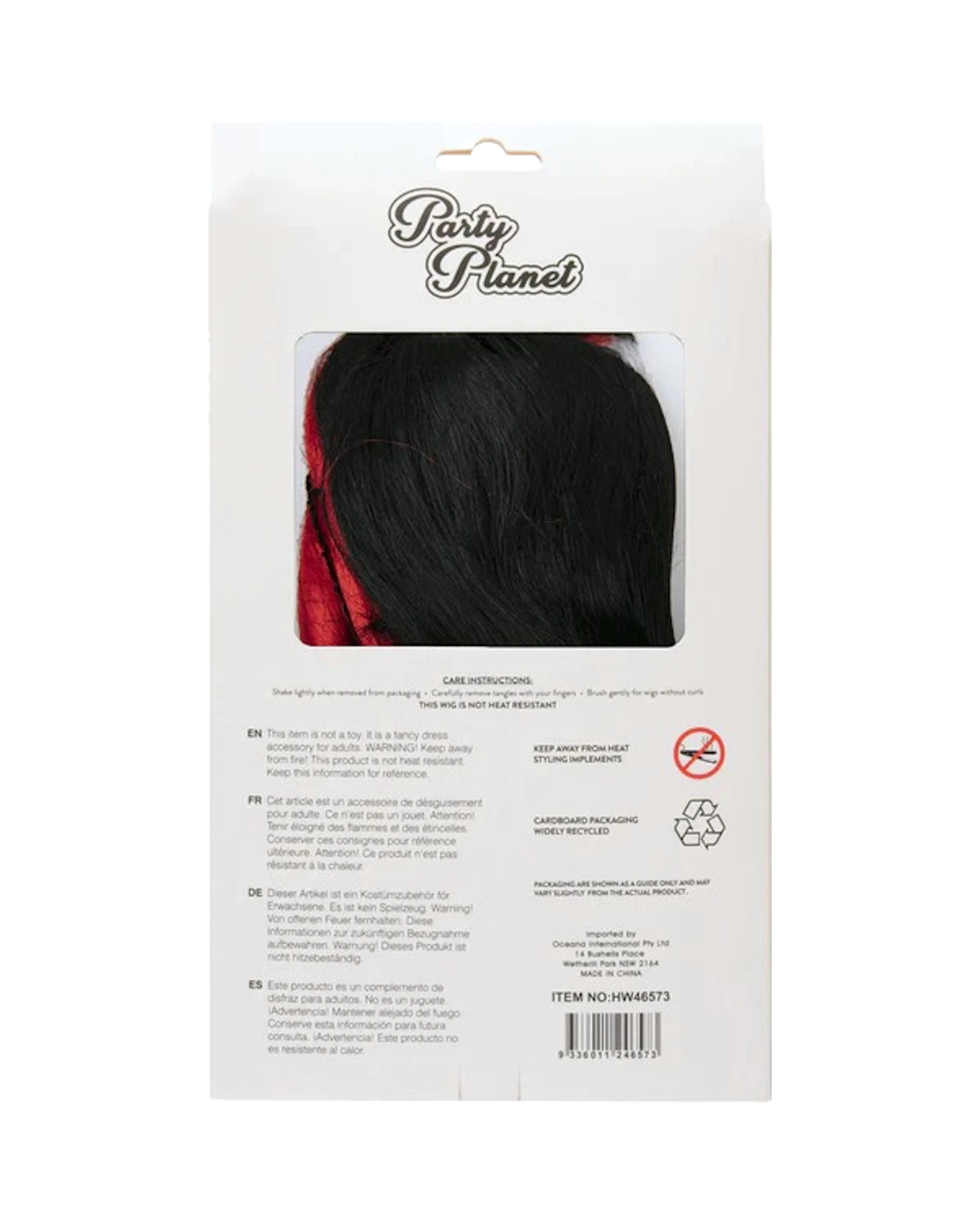 3 Party Planet Adult Long Black and Temptress Wig - One Size - Red, 3 of 3