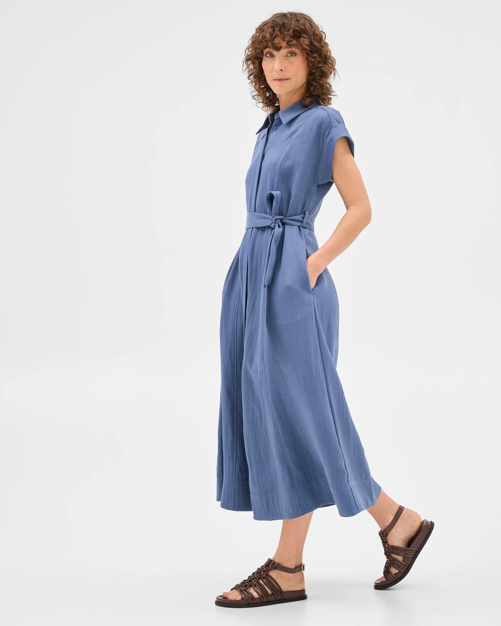 3 Summer Twill Midi Shirt Dress - Preview MOODY INDIGO, 3 of 7