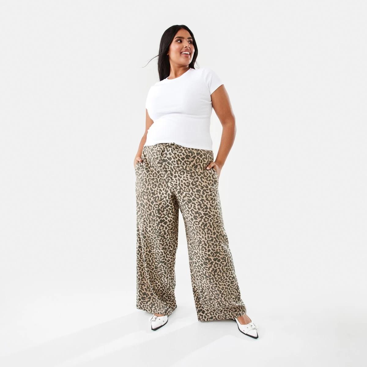 4 Linen Blend Wide Leg Pants Leopard, 4 of 10