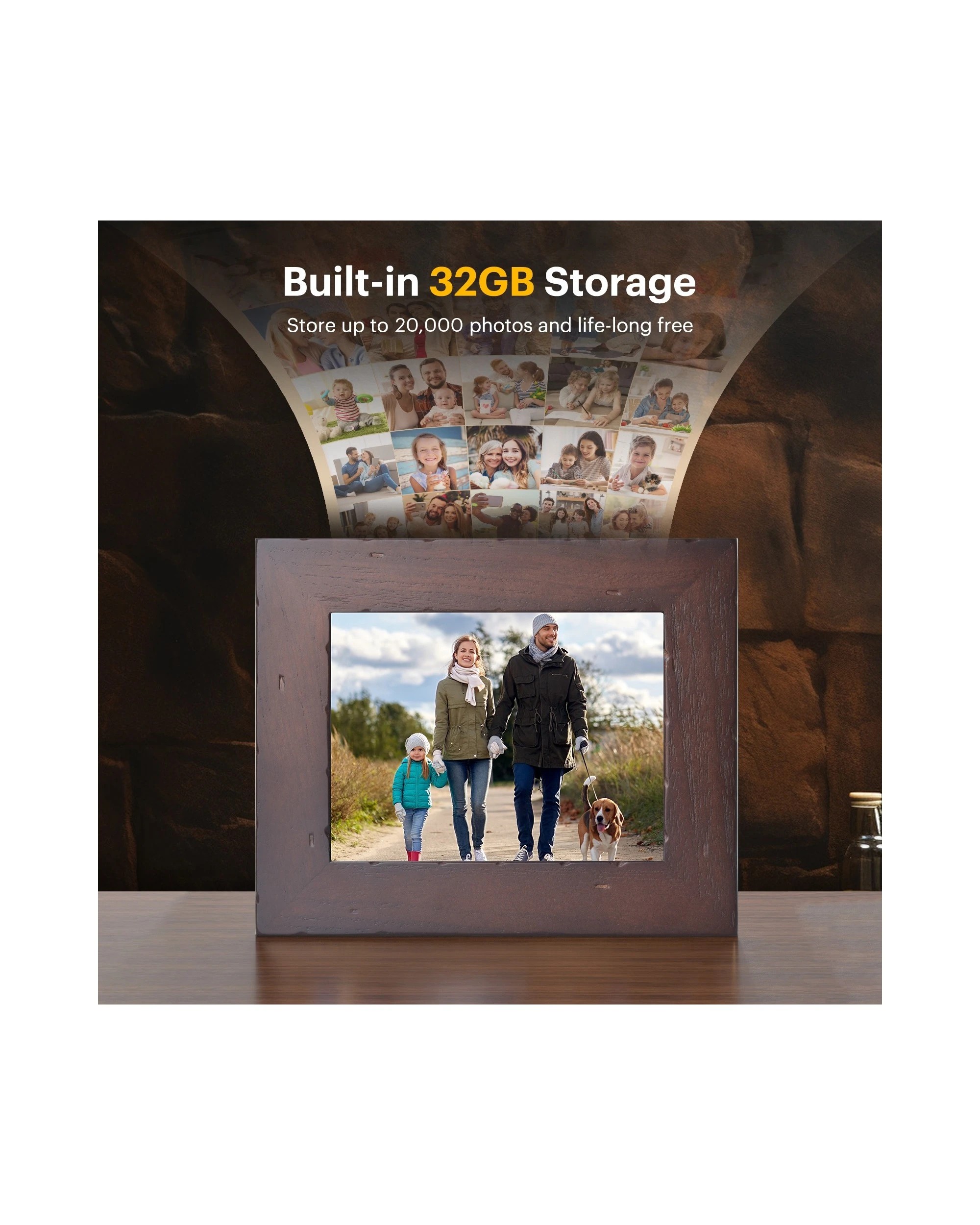 4 Kodak RCF-8016 8 Inch Wi-Fi Photo Frame Rustic Wood, 4 of 5