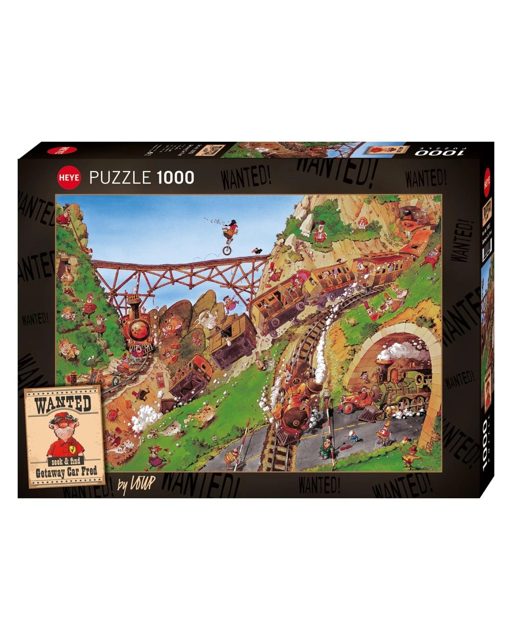 1 Heye Seek and Find Wanted Getaway Car Fred 1000 Piece Jigsaw Puzzle, 1 of 1