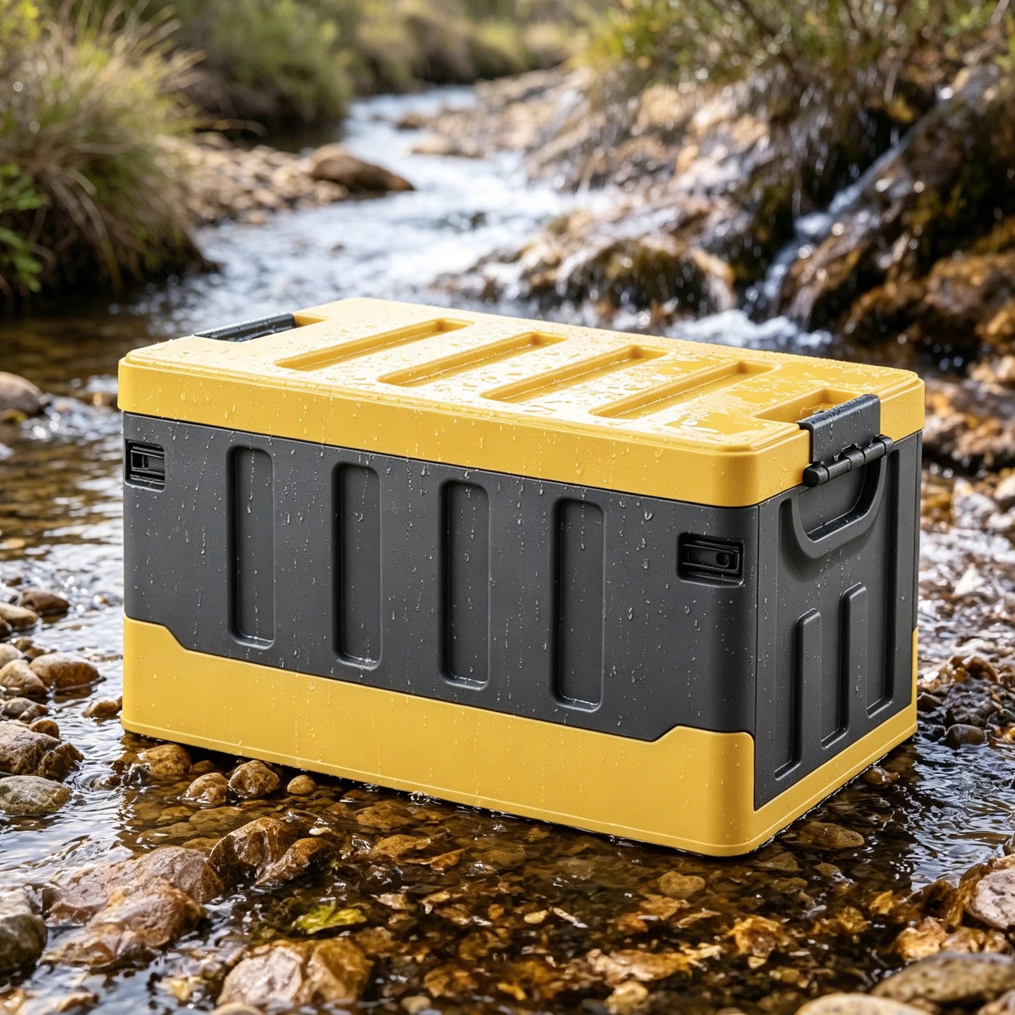 6 Gardeon Collapsible Outdoor Storage Box 60L Stackable Folding Camping Organizer - Yellow, 6 of 7