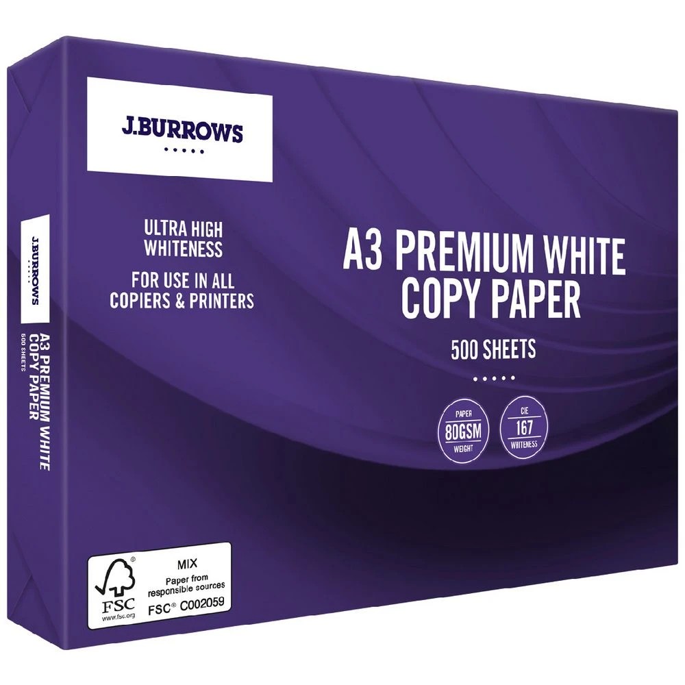 1 J.Burrows 80gsm A3 Premium Copy Paper 500 Sheet Ream, 1 of 2